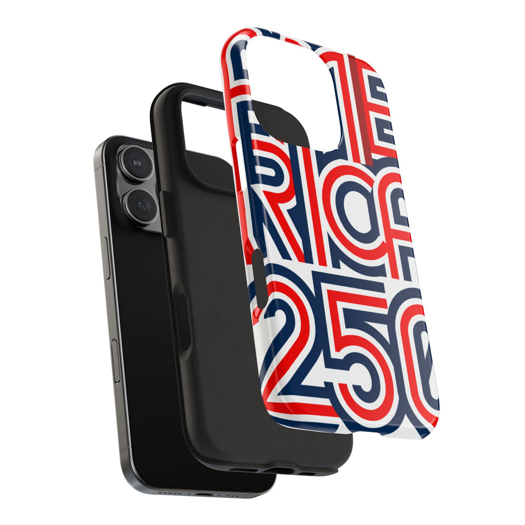 Patriotic 'America 250' Tough Phone Case – Red, White & Blue Retro Typography