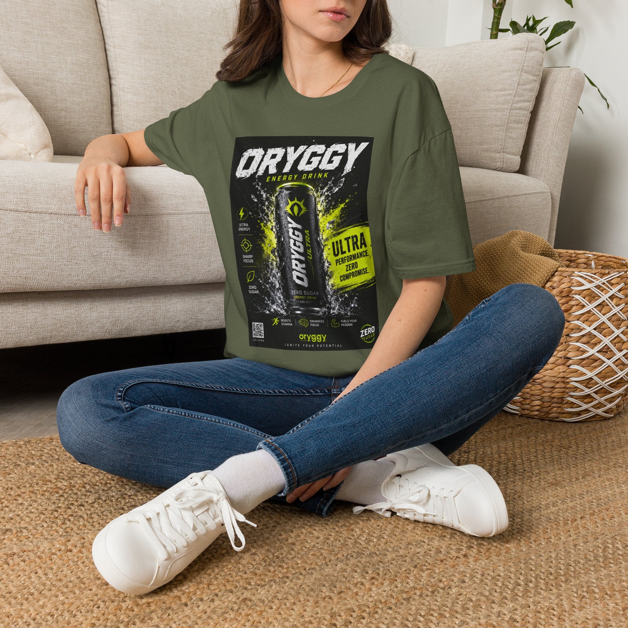 oryggy Originals Summer line Energy Drink T-Shirt — Neon Can Graphic Tee