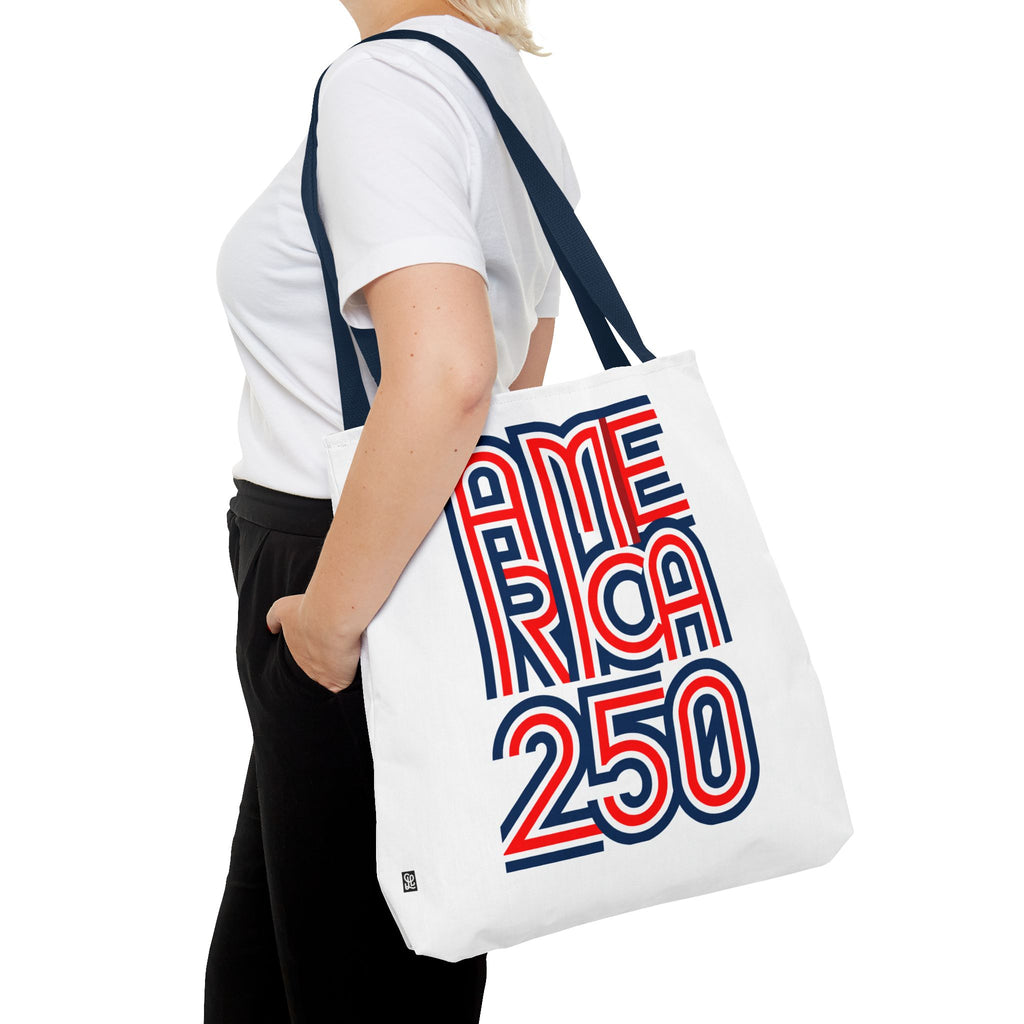America 250 Tote Bag — Patriotic Red, White & Blue Commemorative Tote