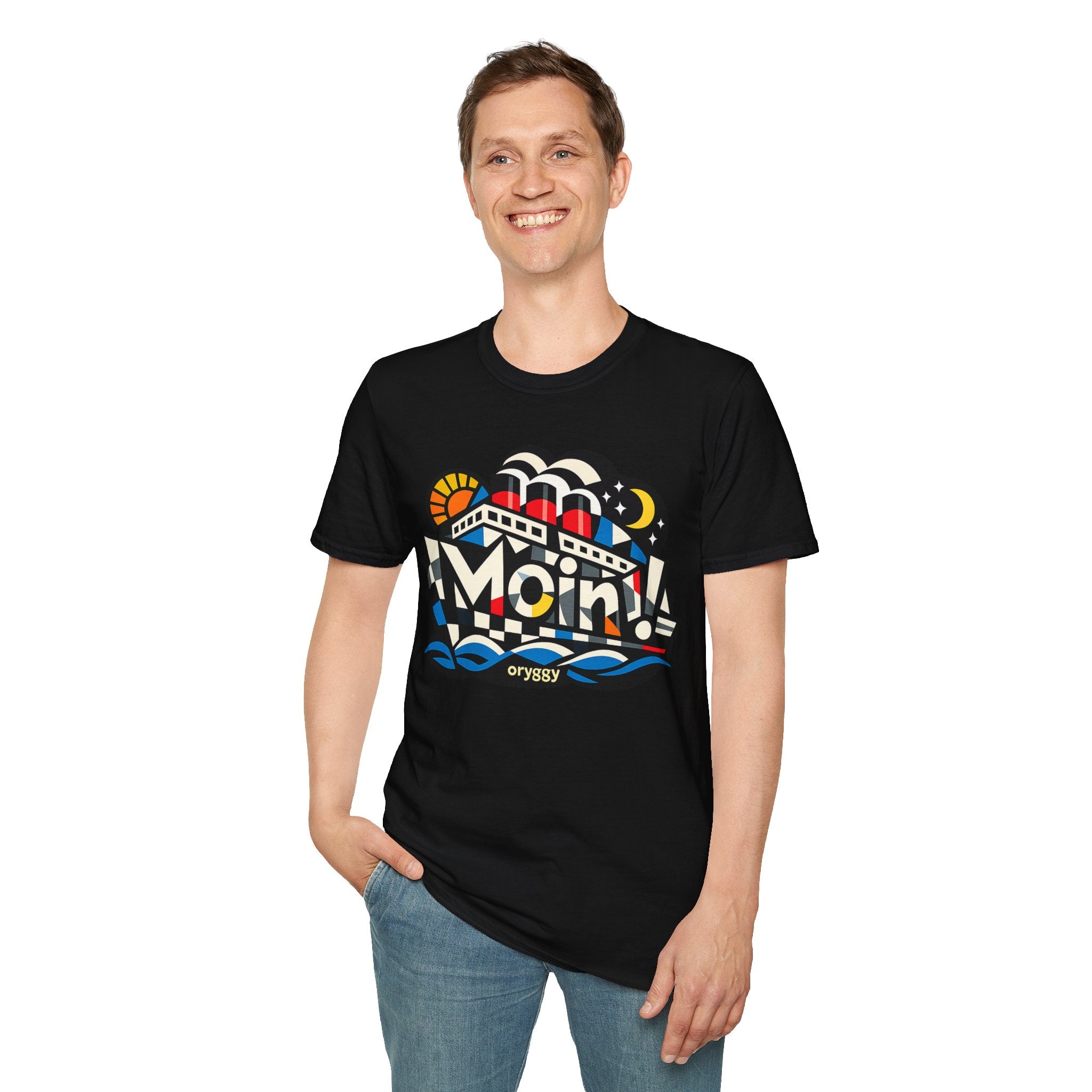 oryggy Originals Summer line T-Shirt — Colorful Retro Nautical 'Moin!' Graphic Tee