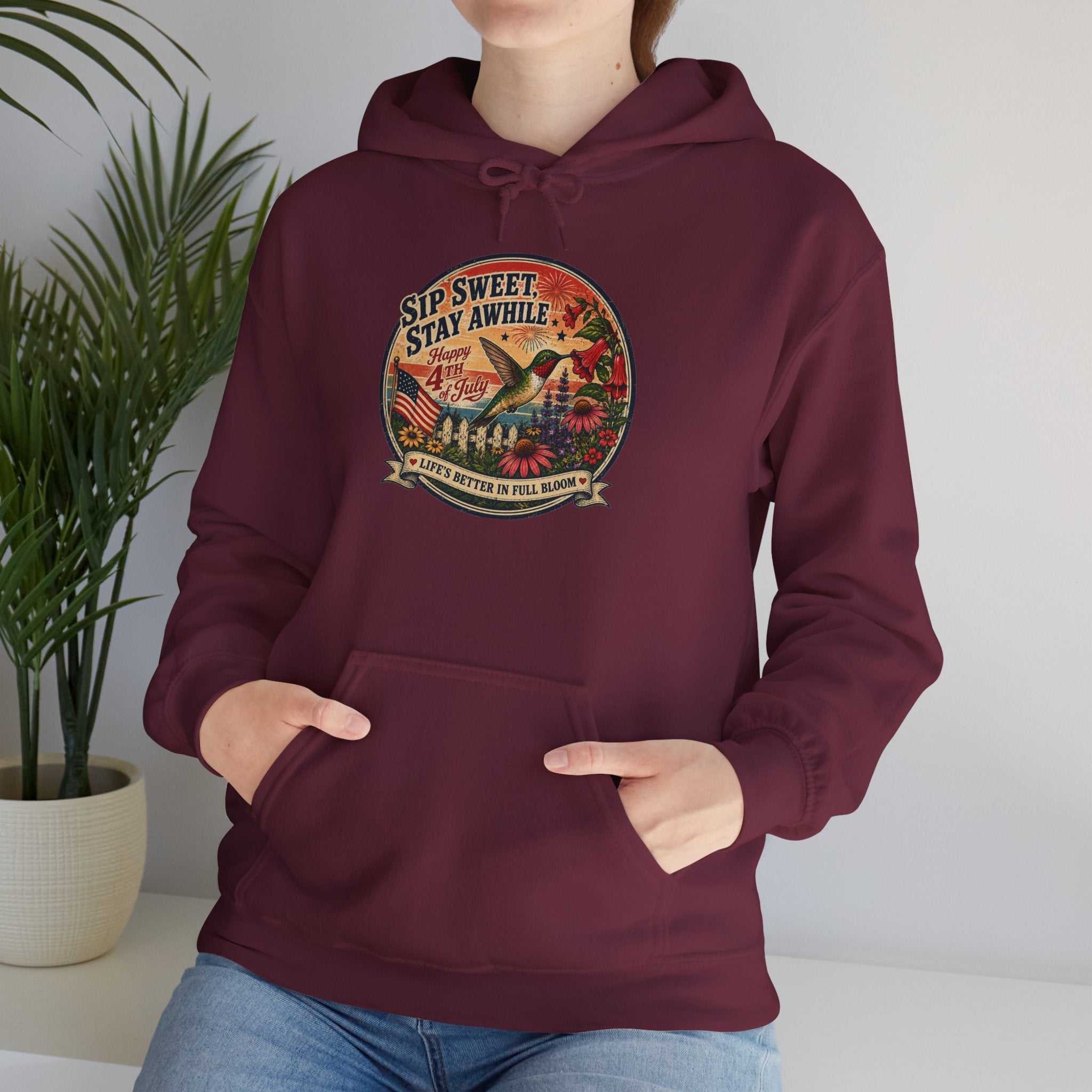 oryggy - america-250-unisex-heavy-blend™-hooded-sweatshirt-hummingbird-tee - Vintage Patriotic Apparel