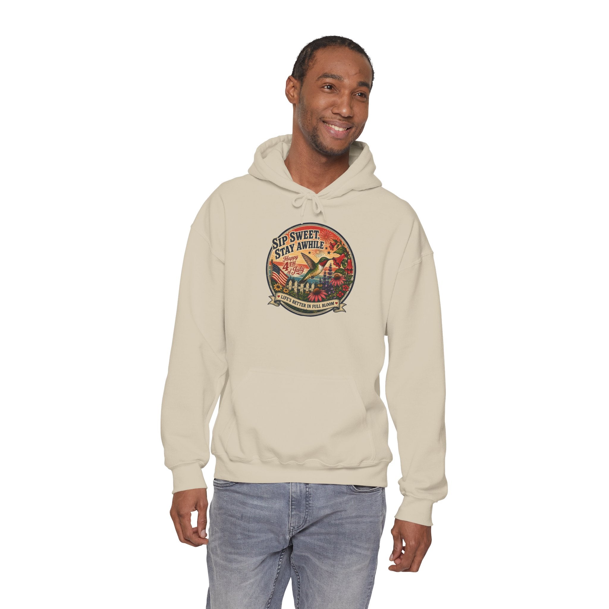 oryggy - america-250-unisex-heavy-blend™-hooded-sweatshirt-hummingbird-tee - Vintage Patriotic Apparel
