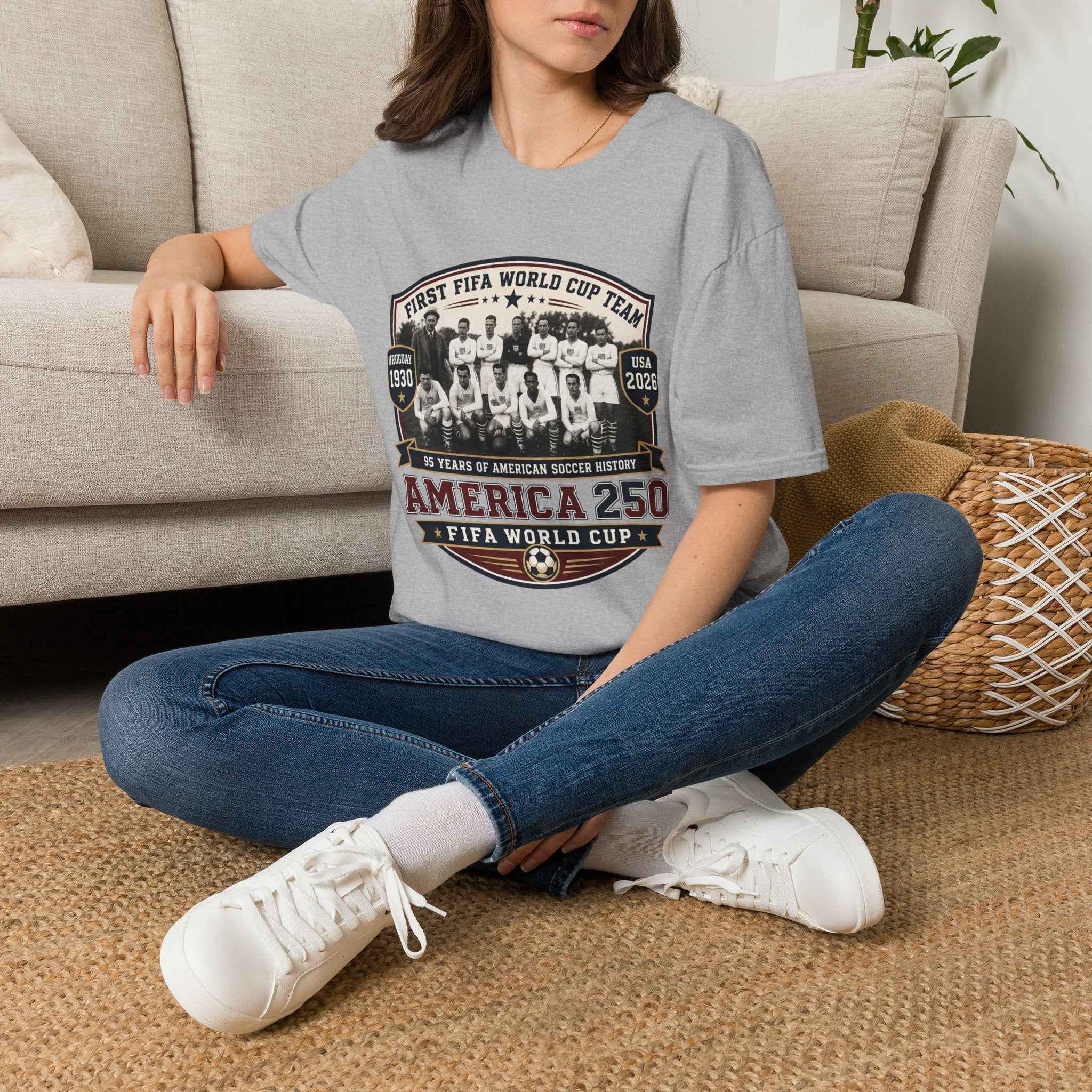 America 250 x FIFA World Cup 2026 USA Soccer Vintage Team T-Shirt — Uruguay 1930 Retro Soccer Tee