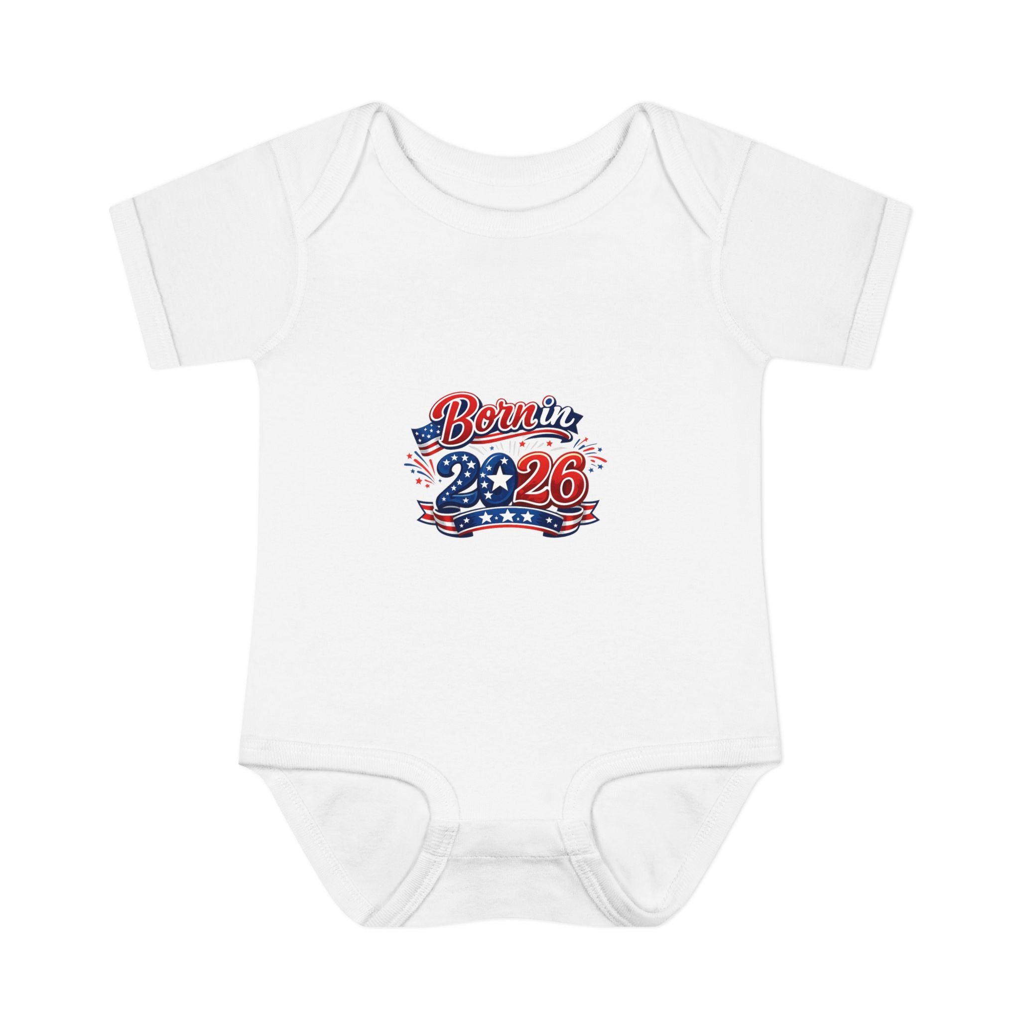 America 250 Personalized Baby Bodysuit - 'Born in 2026' Patriotic Infant One-Piece (Custom Back Text)