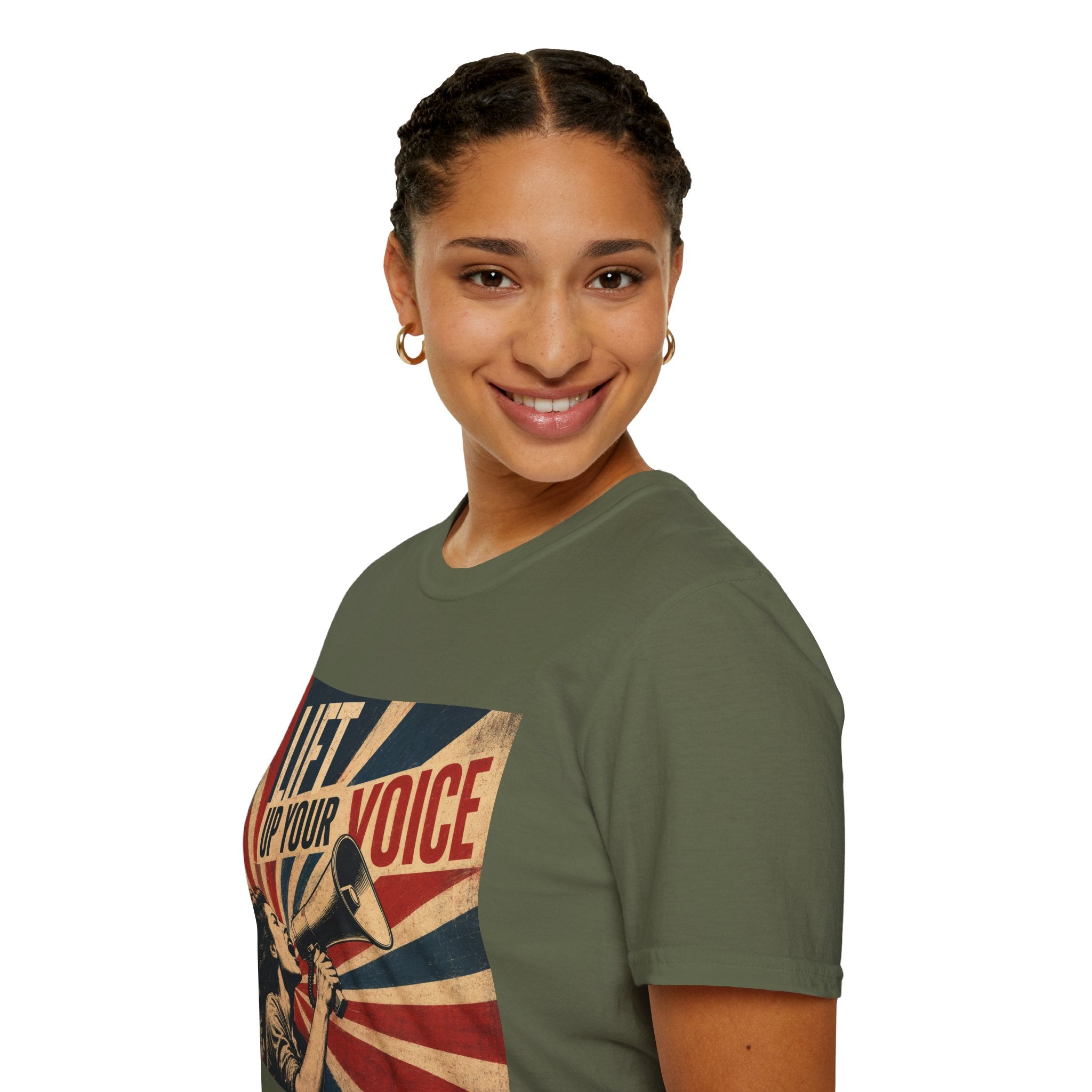 oryggy Originals Summer line Lift Up Your Voice T-Shirt — Retro Megaphone Protest Tee