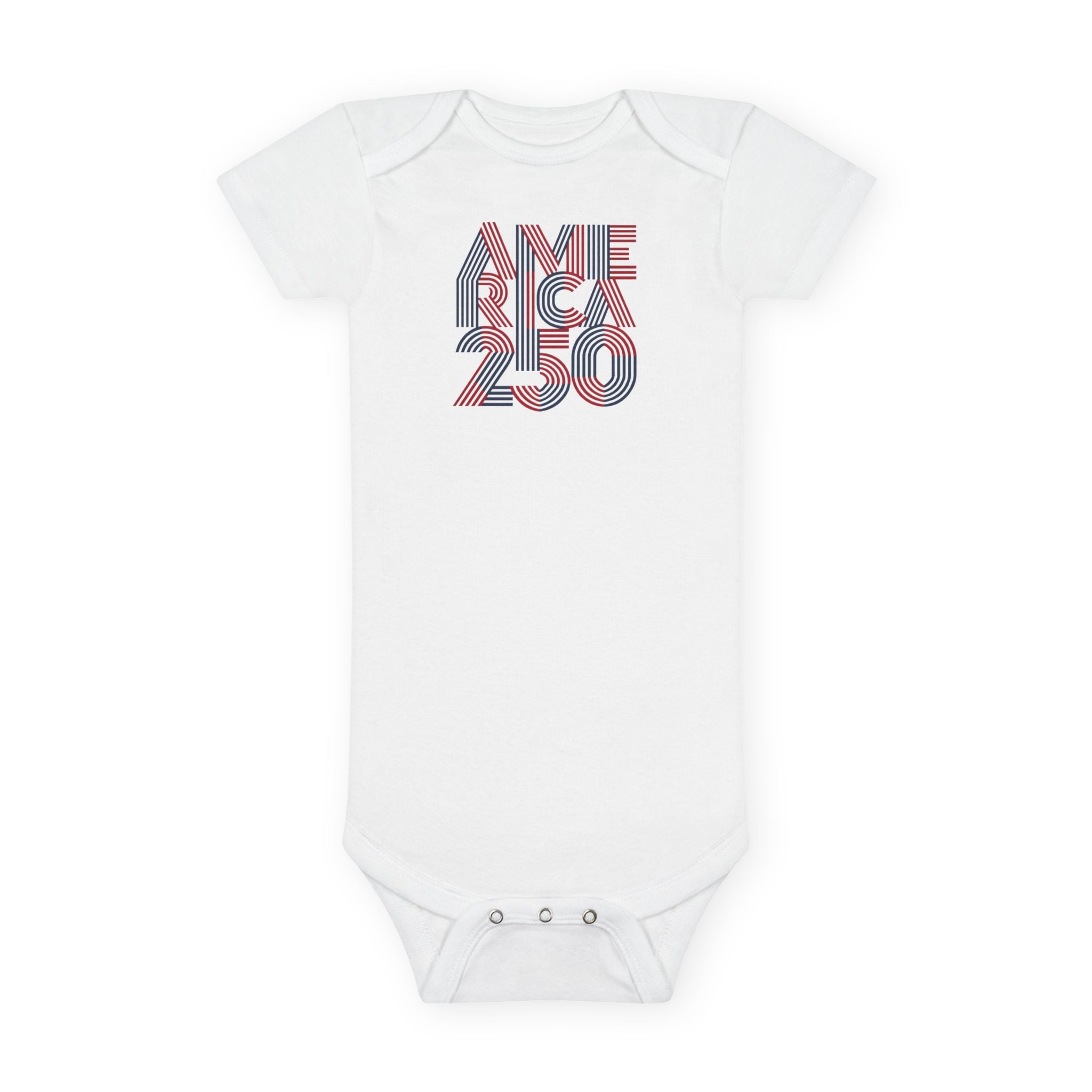 America 250 Baby Onesie – Patriotic Red White Blue Organic Bodysuit