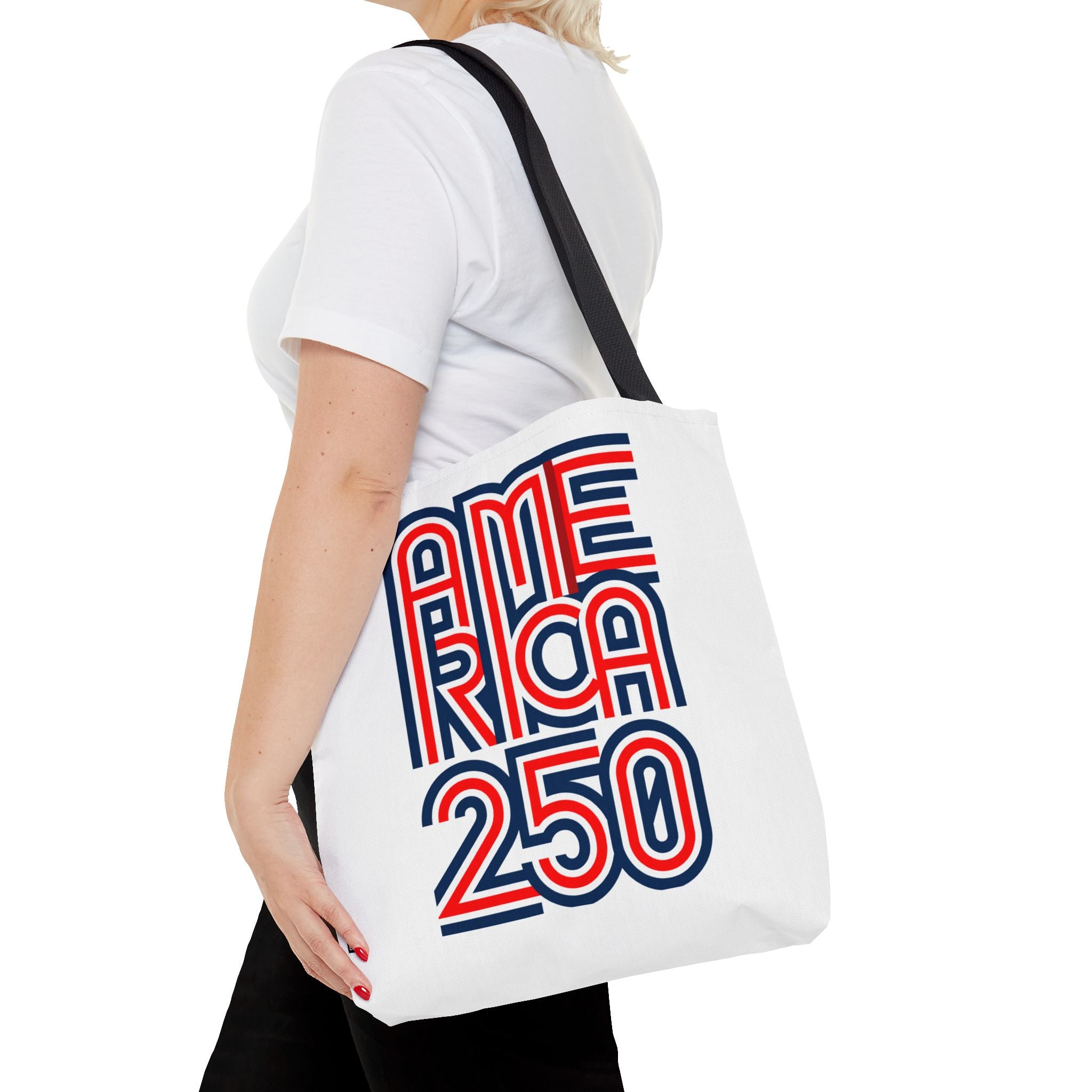 America 250 Tote Bag — Patriotic Red, White & Blue Commemorative Tote