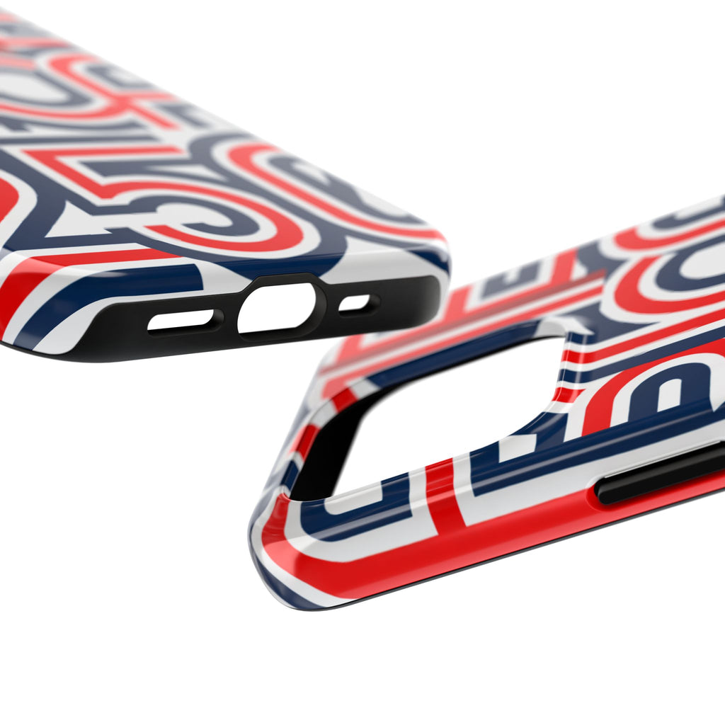 Patriotic 'America 250' Tough Phone Case – Red, White & Blue Retro Typography
