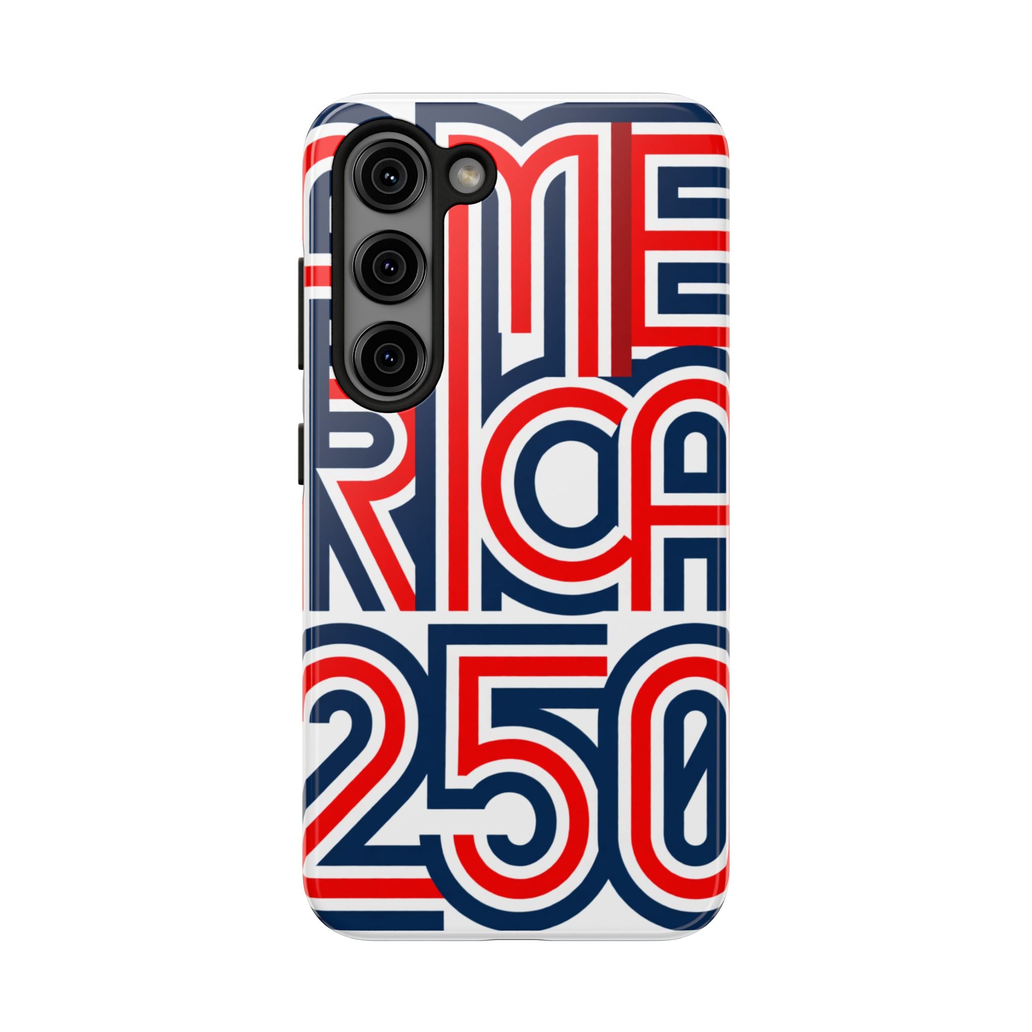 Patriotic 'America 250' Tough Phone Case – Red, White & Blue Retro Typography