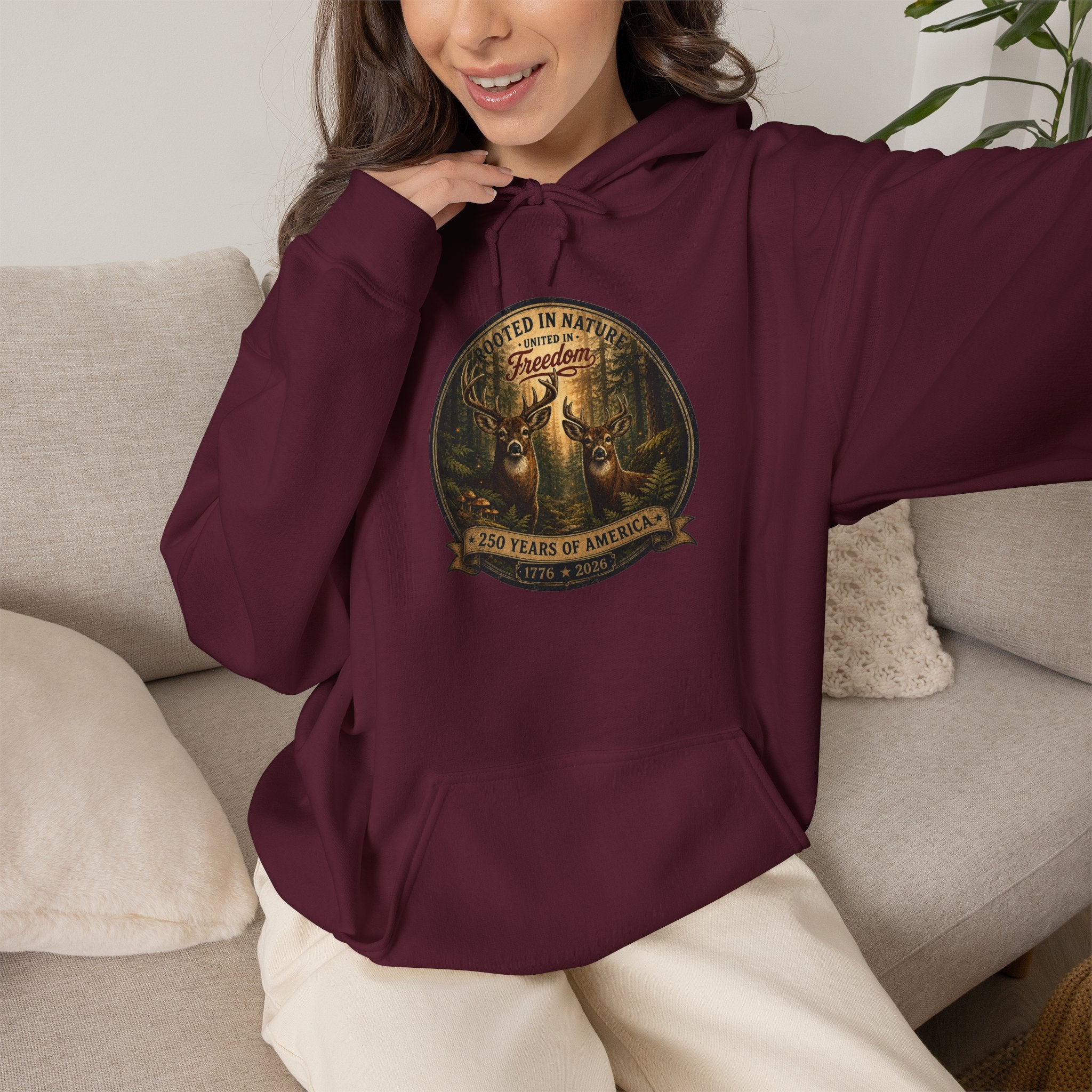 oryggy - america-250-unisex-heavy-blend™-hooded-sweatshirt-rooted-in-nature - Vintage Patriotic Apparel