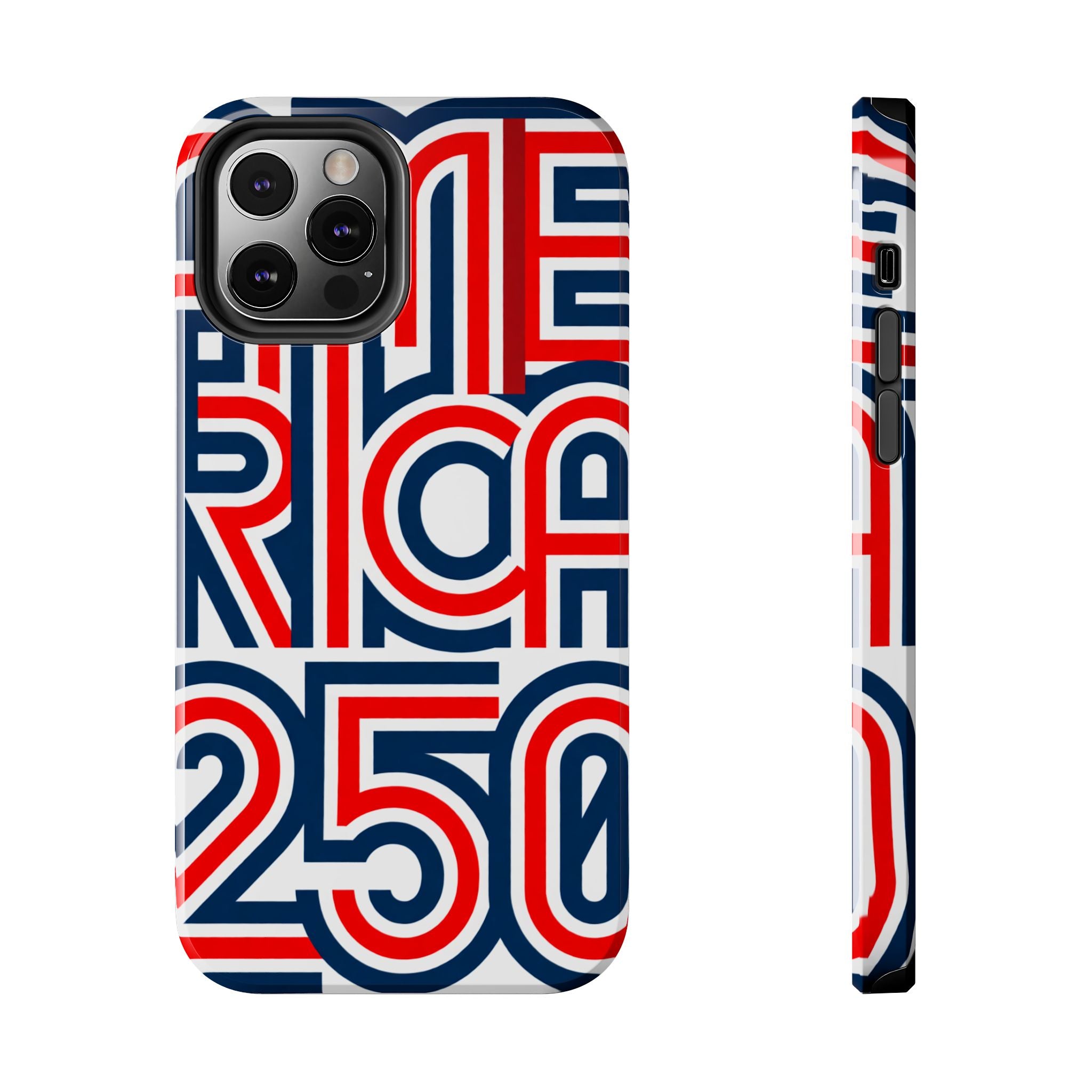 Patriotic 'America 250' Tough Phone Case – Red, White & Blue Retro Typography