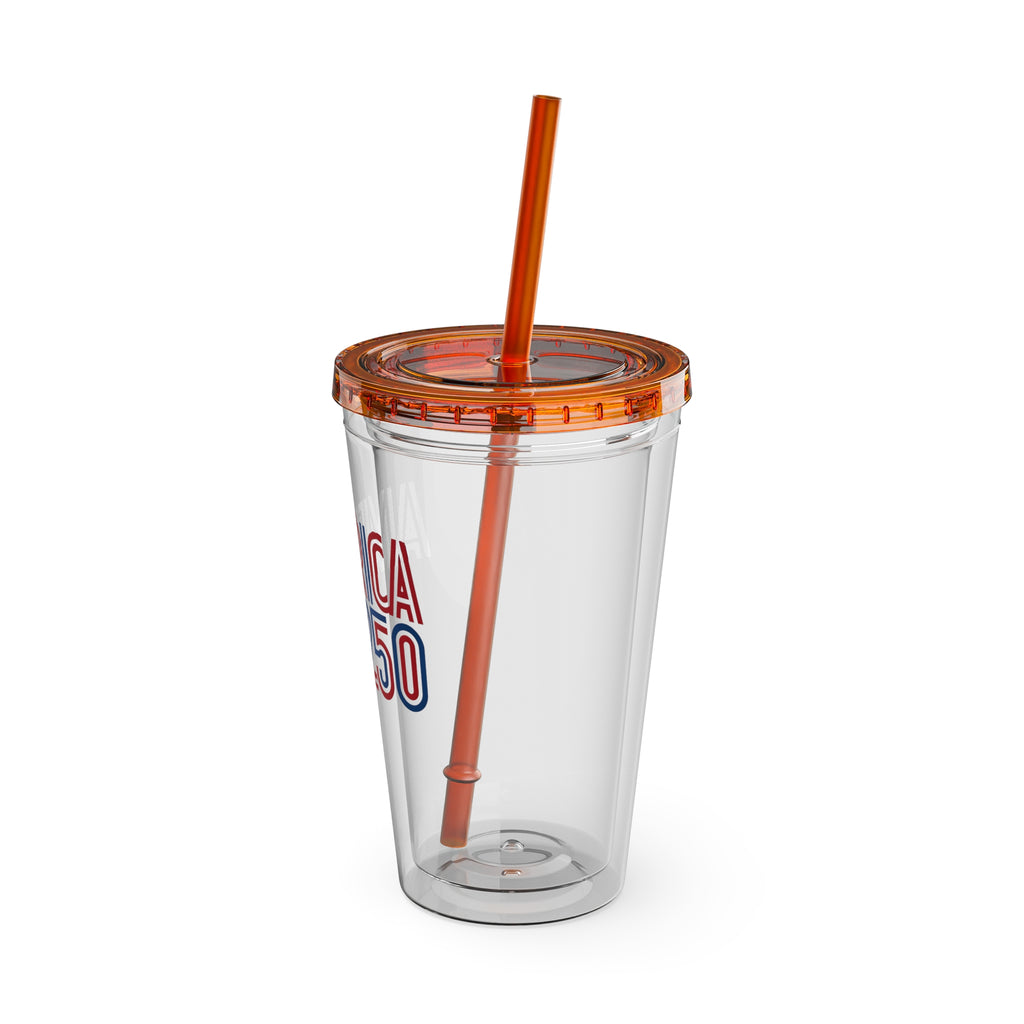 America 250 Tumbler | 16oz Clear Straw Cup