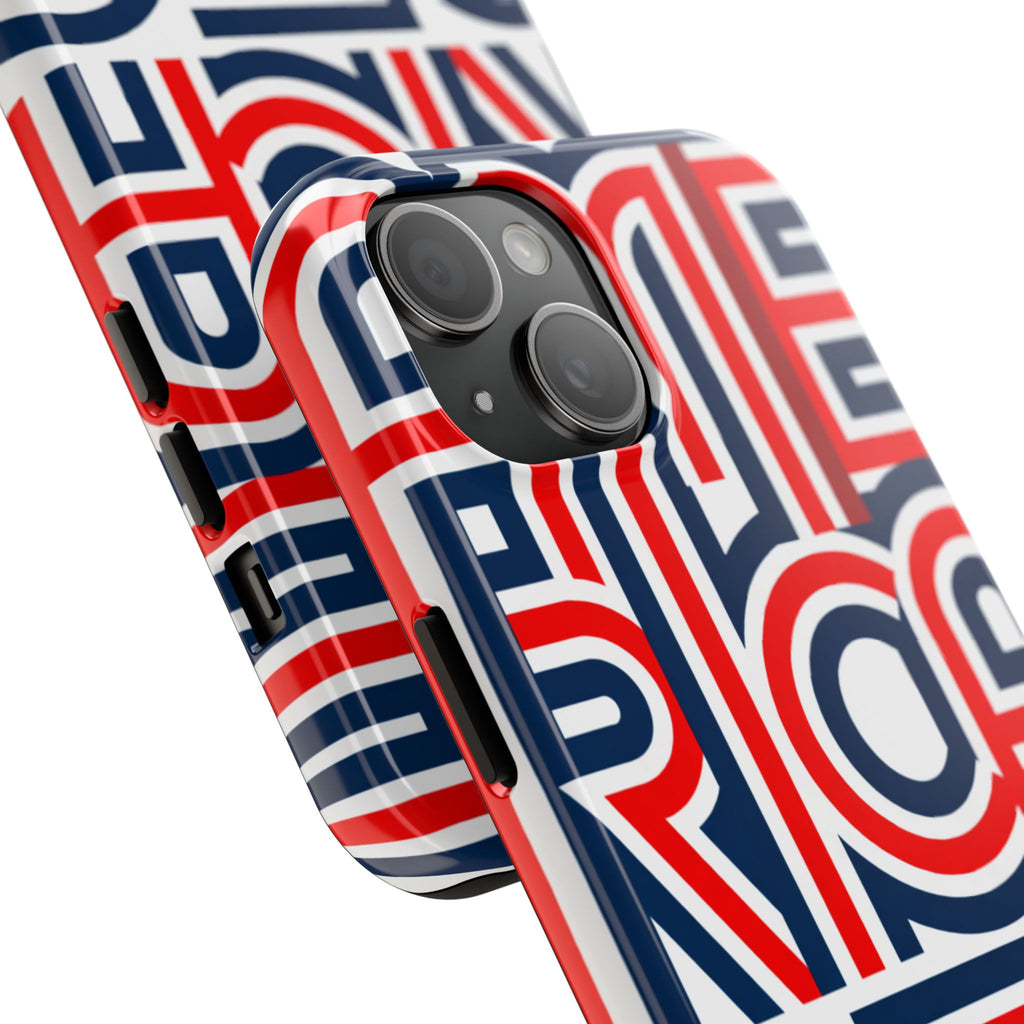 Patriotic 'America 250' Tough Phone Case – Red, White & Blue Retro Typography