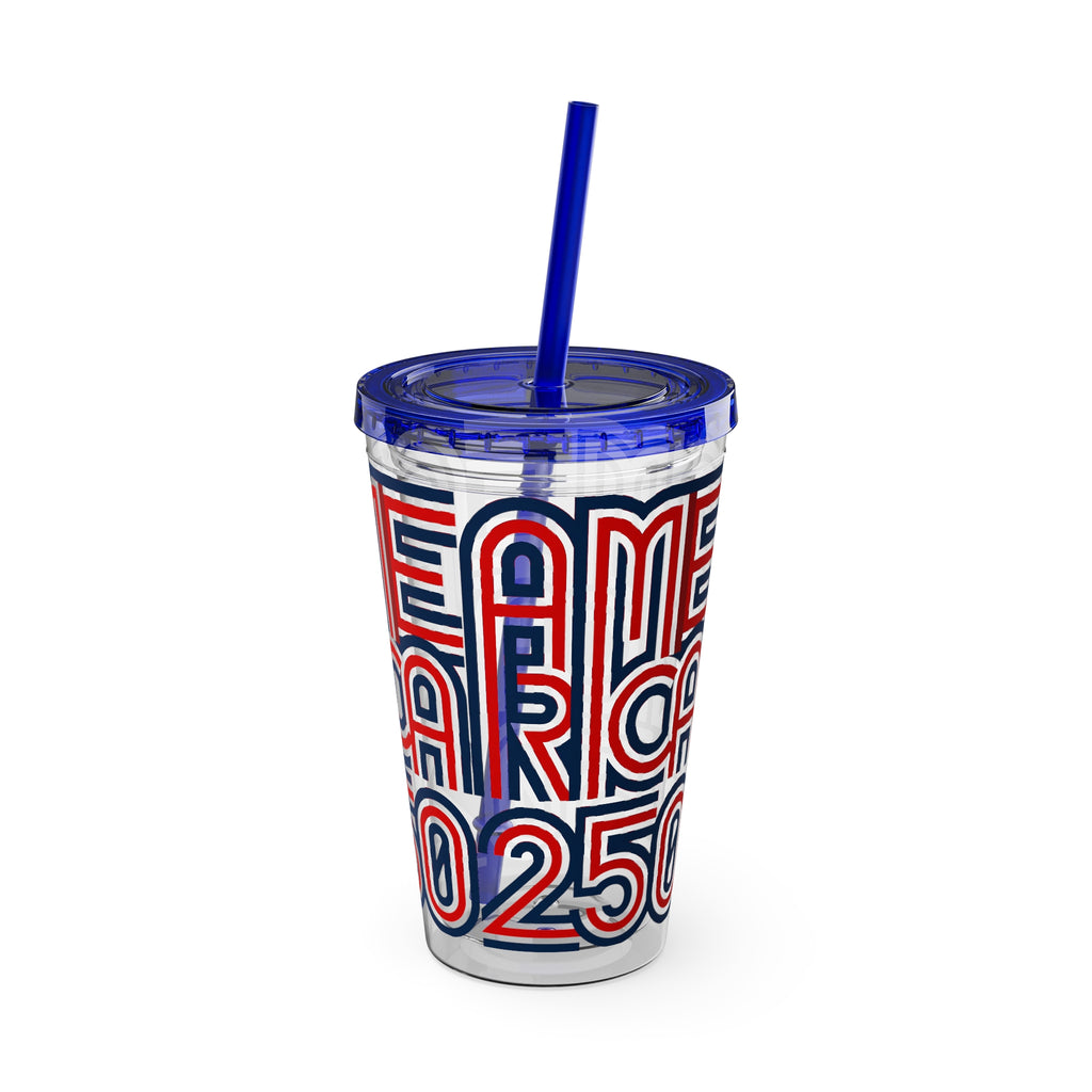America 250 Tumbler | Patriotic Red White Blue Straw Cup