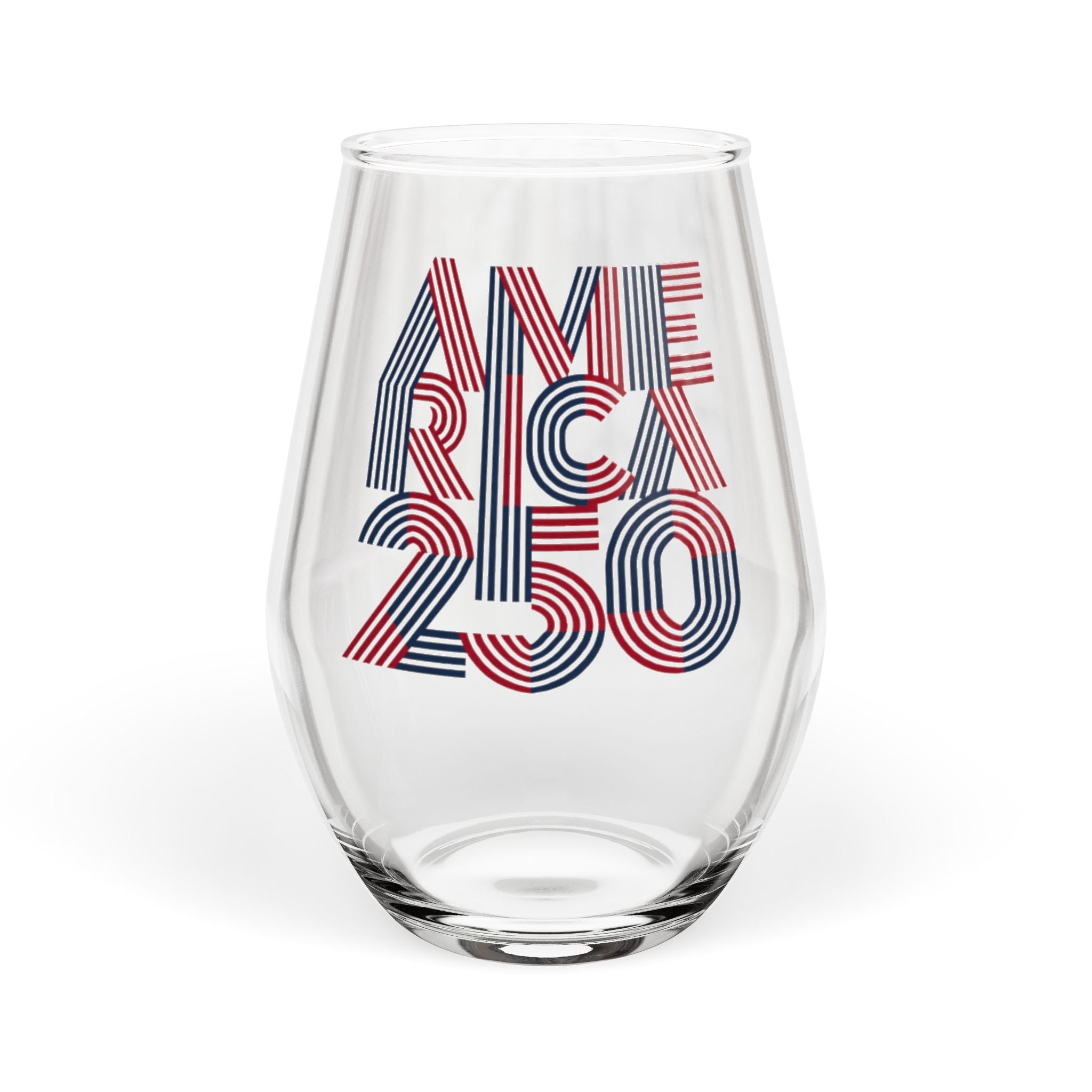 America 250 Stemless Wine Glass | Patriotic Anniversary Drinkware
