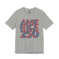 America 250 Tee | Patriotic Red Blue Striped Typography