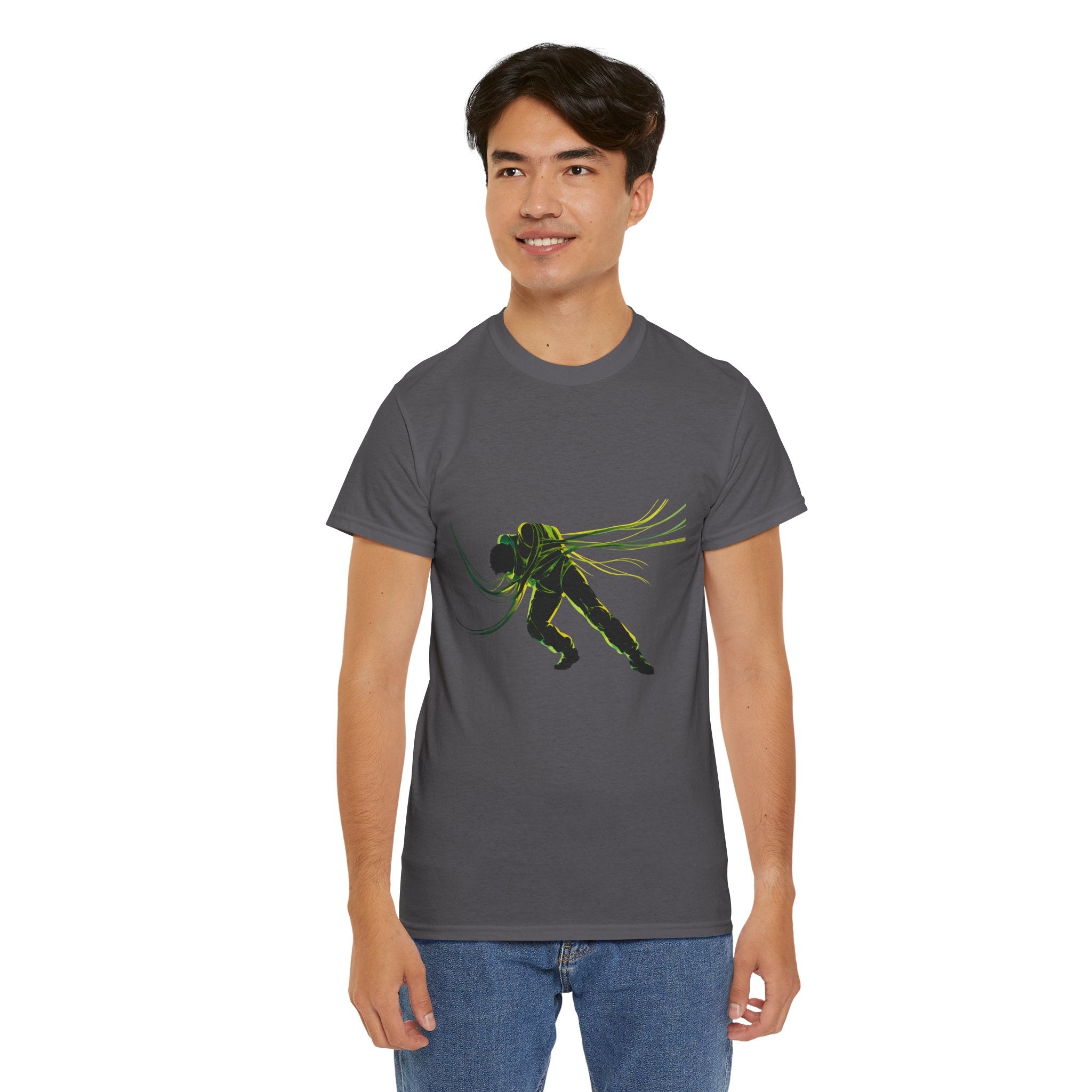 oryggy Originals Summer line Tied Silhouette Tee — Neon Sci‑Fi Astronaut Graphic T-Shirt