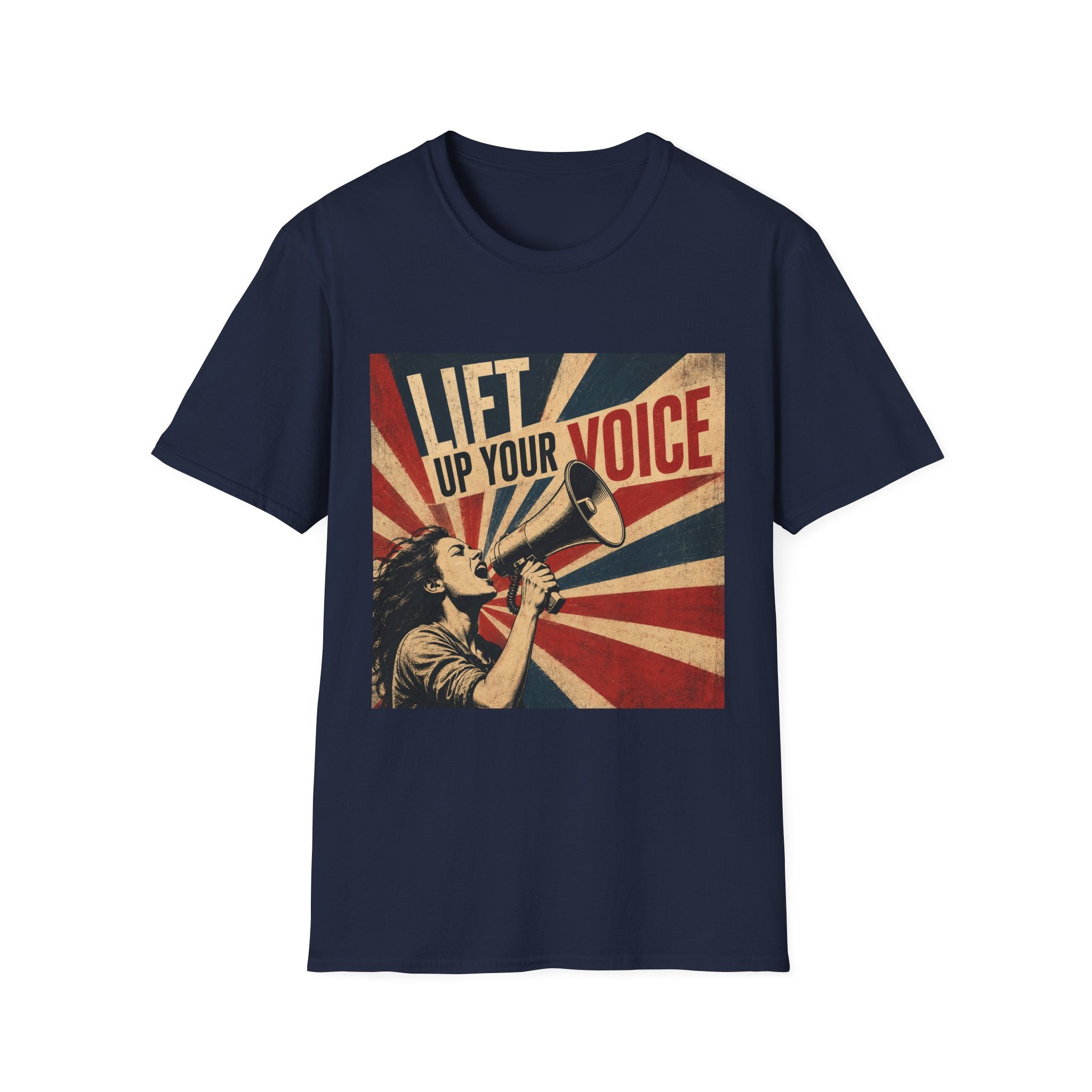 oryggy Originals Summer line Lift Up Your Voice T-Shirt — Retro Megaphone Protest Tee