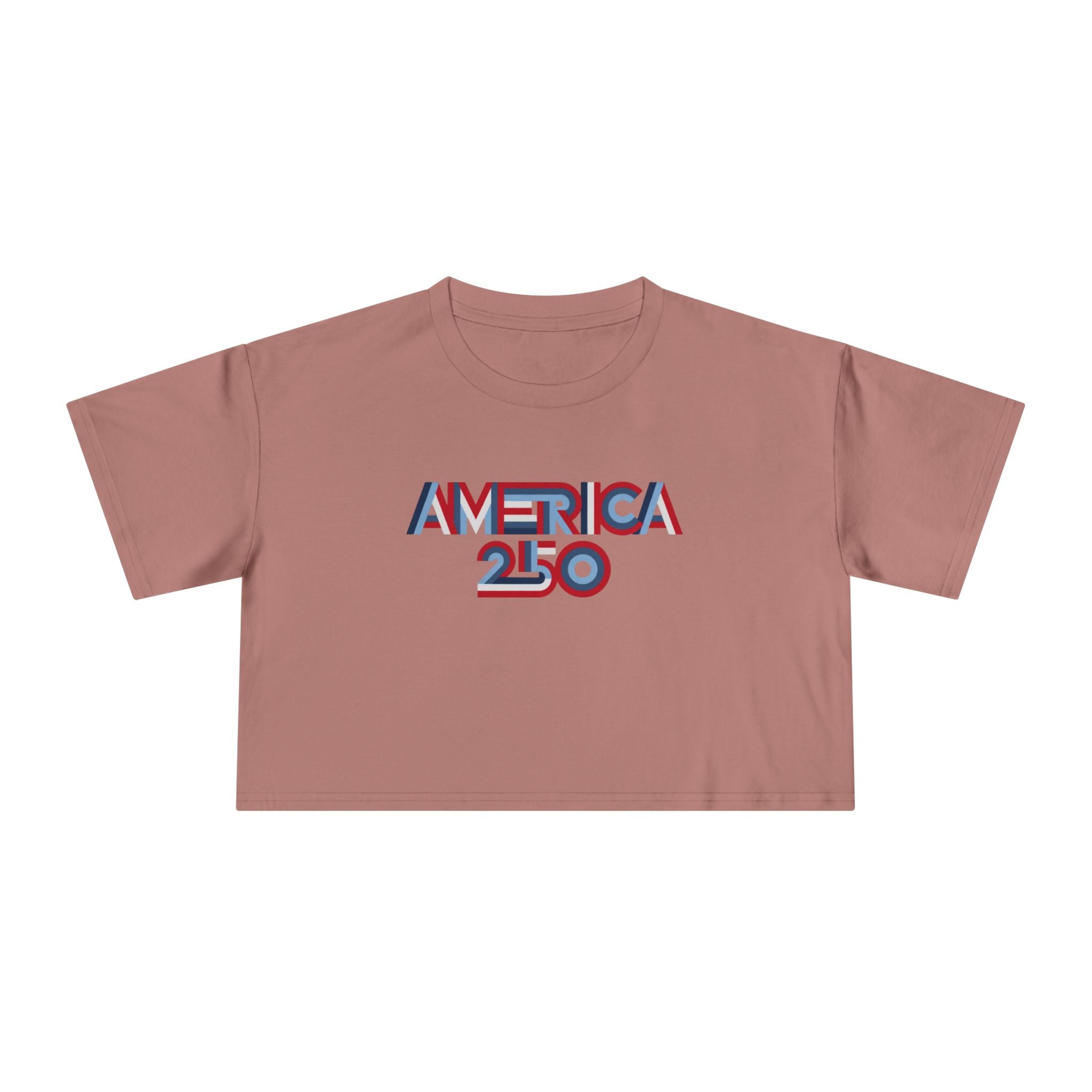 America 250 Crop Tee — Patriotic 3D Red & Blue Graphic