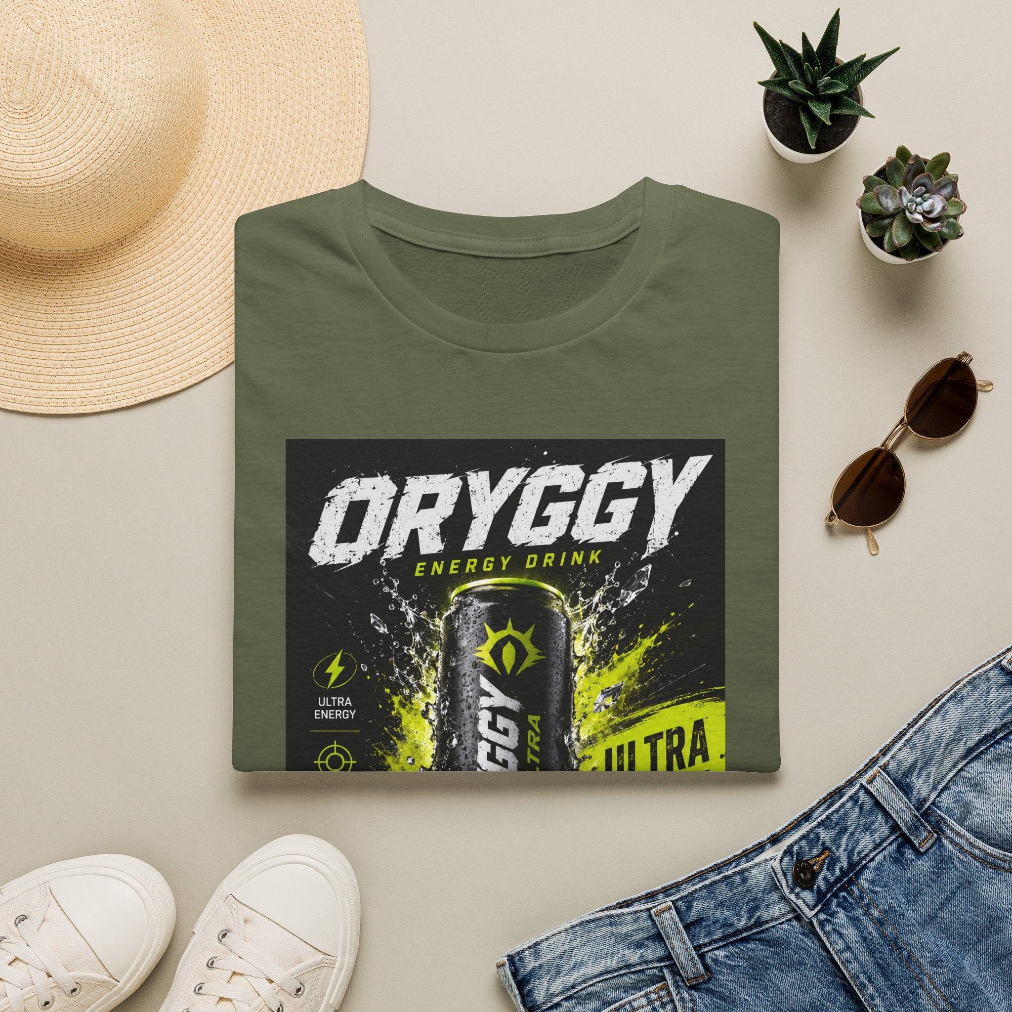 oryggy Originals Summer line Energy Drink T-Shirt — Neon Can Graphic Tee
