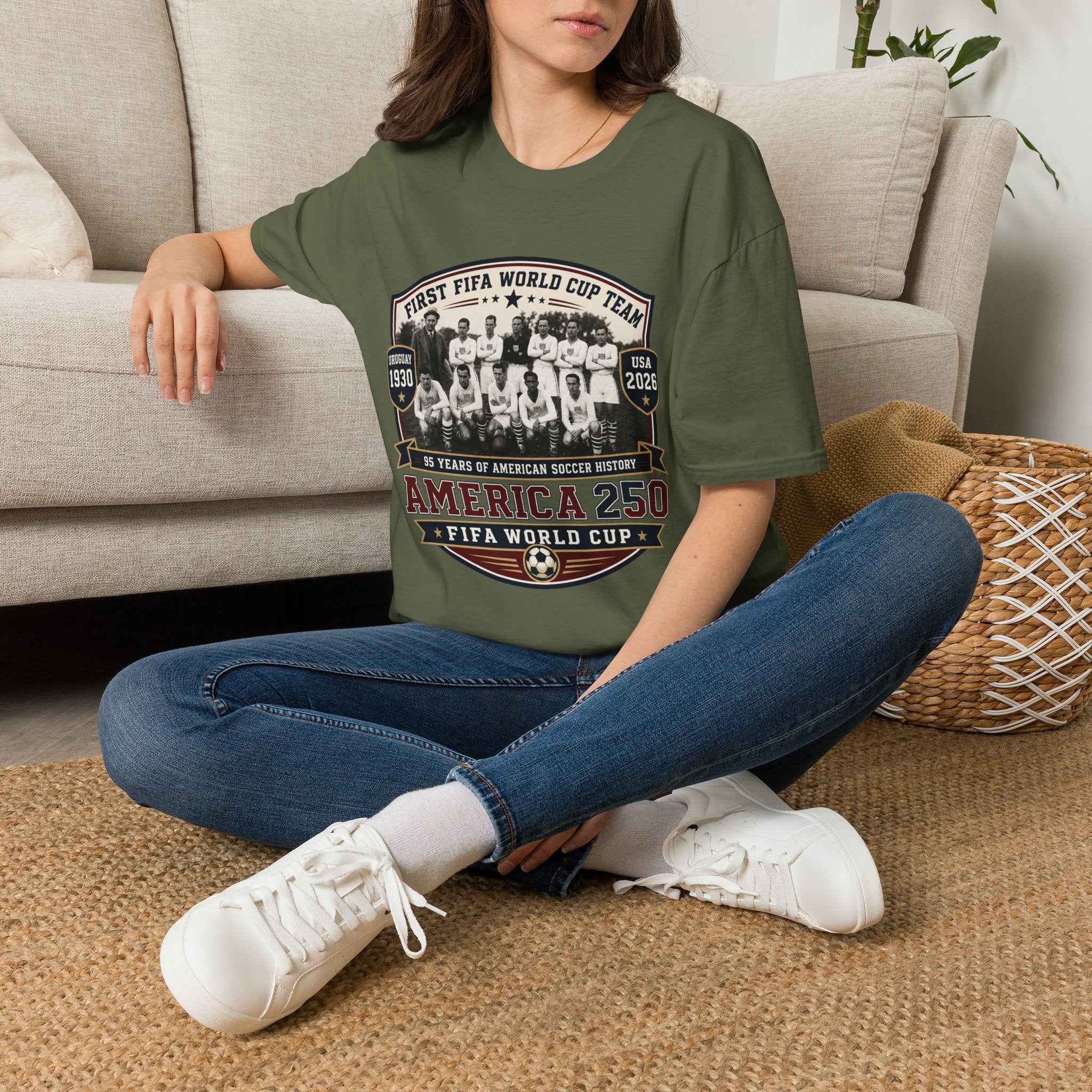 America 250 x FIFA World Cup 2026 USA Soccer Vintage Team T-Shirt — Uruguay 1930 Retro Soccer Tee