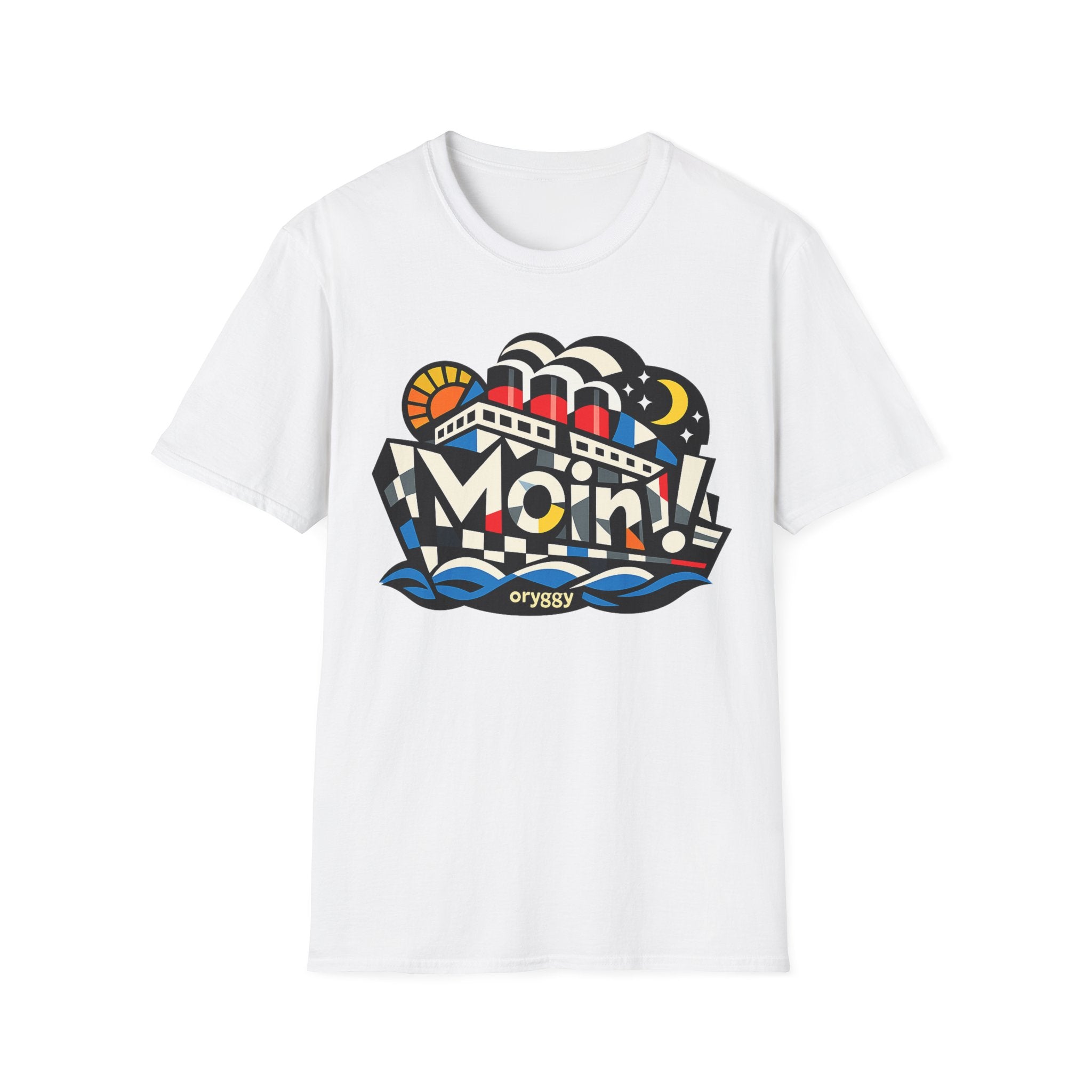oryggy Originals Summer line T-Shirt — Colorful Retro Nautical 'Moin!' Graphic Tee