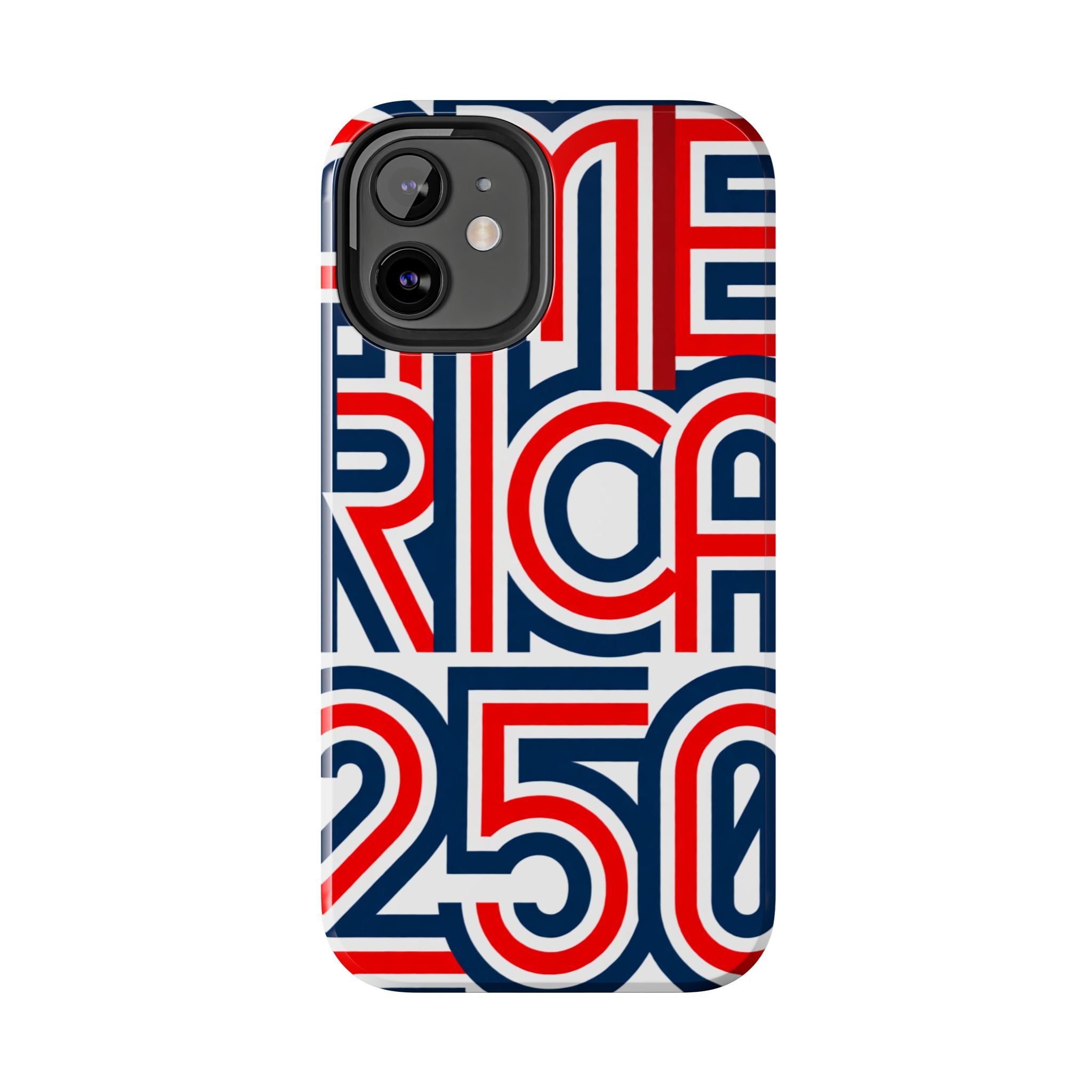 Patriotic 'America 250' Tough Phone Case – Red, White & Blue Retro Typography