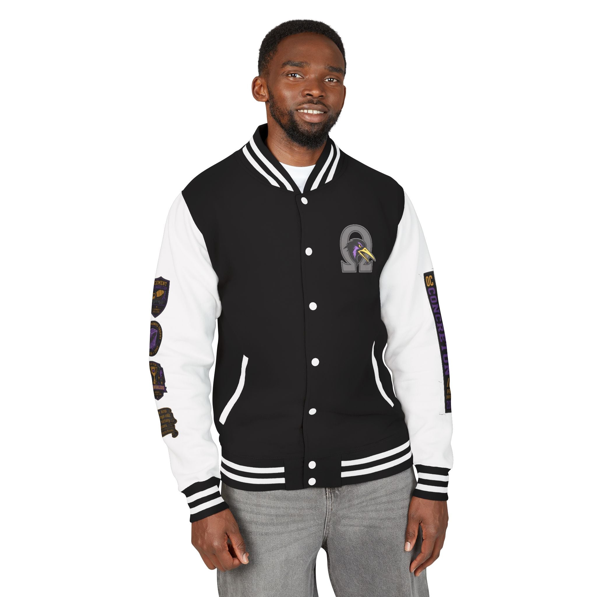 OC Concreton Varsity Jacket — Pancho Hawks "Cold Bearings" Distressed Edition