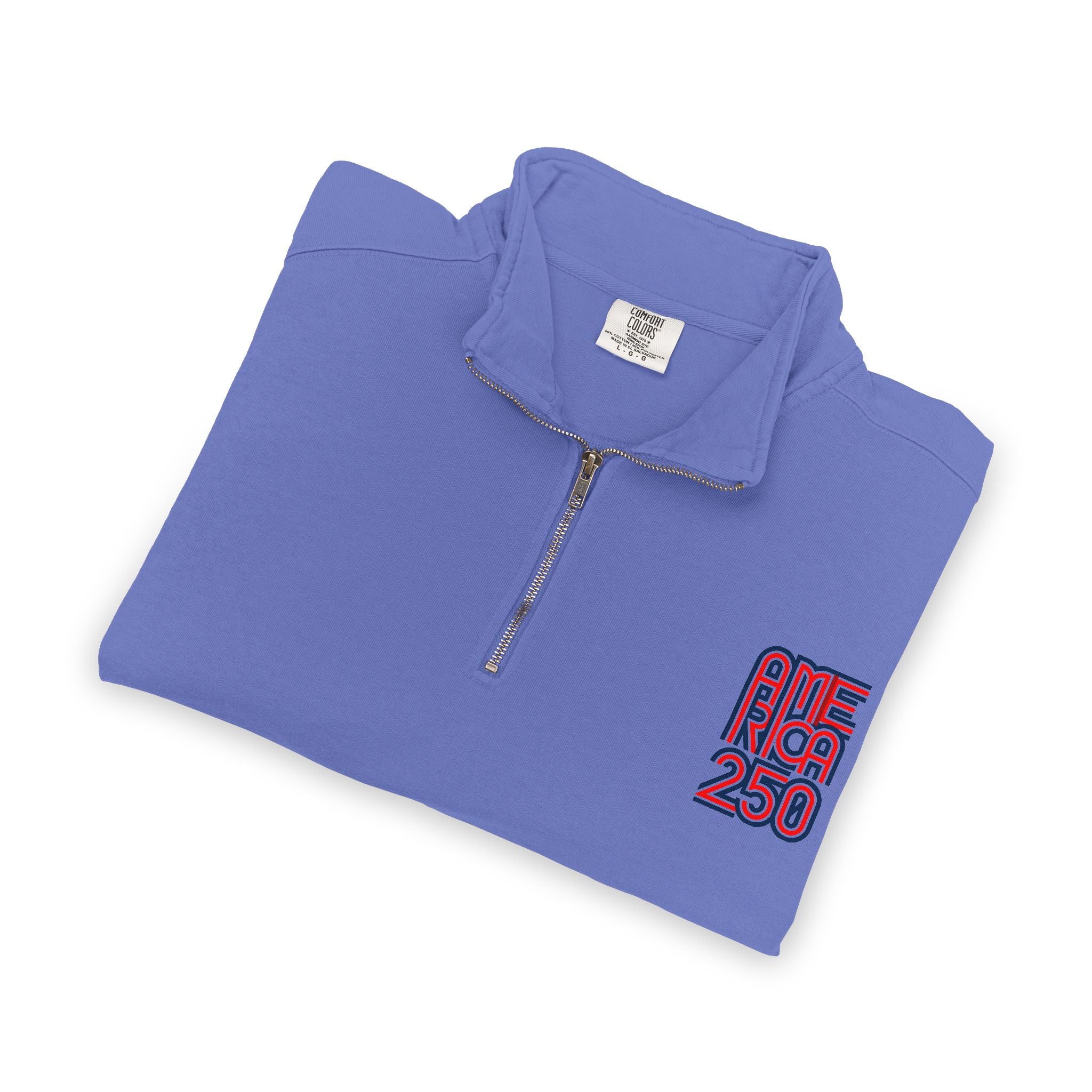 Quarter-Zip Sweatshirt — American Flag '250' Chest Logo