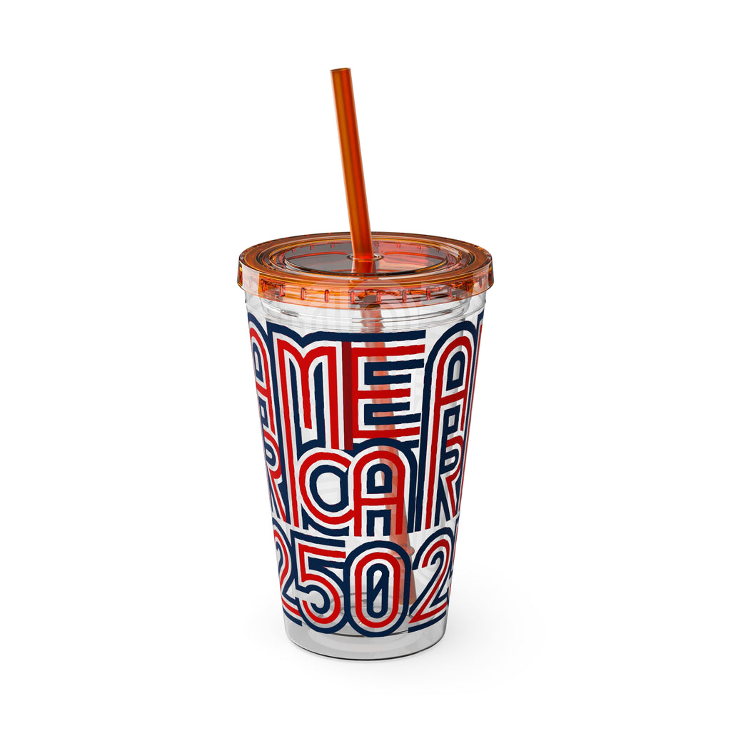 America 250 Tumbler | Patriotic Red White Blue Straw Cup