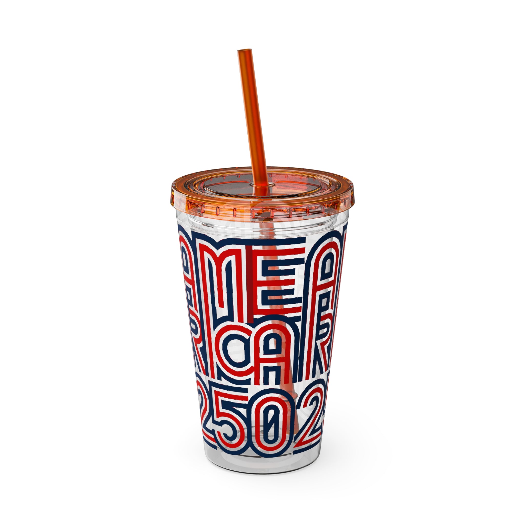 America 250 Tumbler | Patriotic Red White Blue Straw Cup