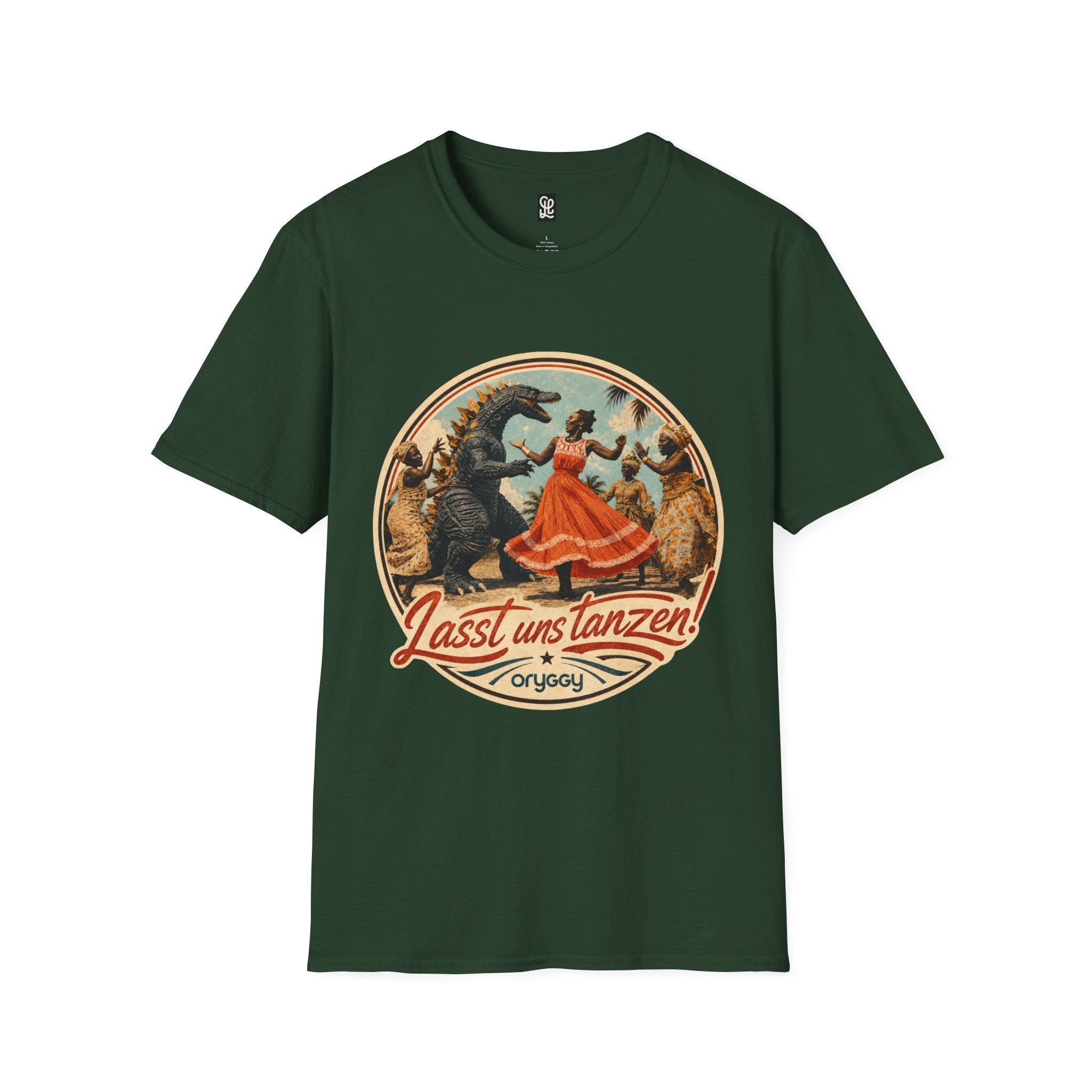 oryggy Originals Summer line Retro Dance Godzilla T-Shirt — Vintage 'Lasst uns tanzen' Graphic