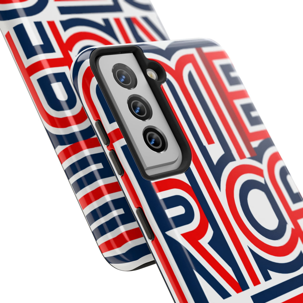 Patriotic 'America 250' Tough Phone Case – Red, White & Blue Retro Typography
