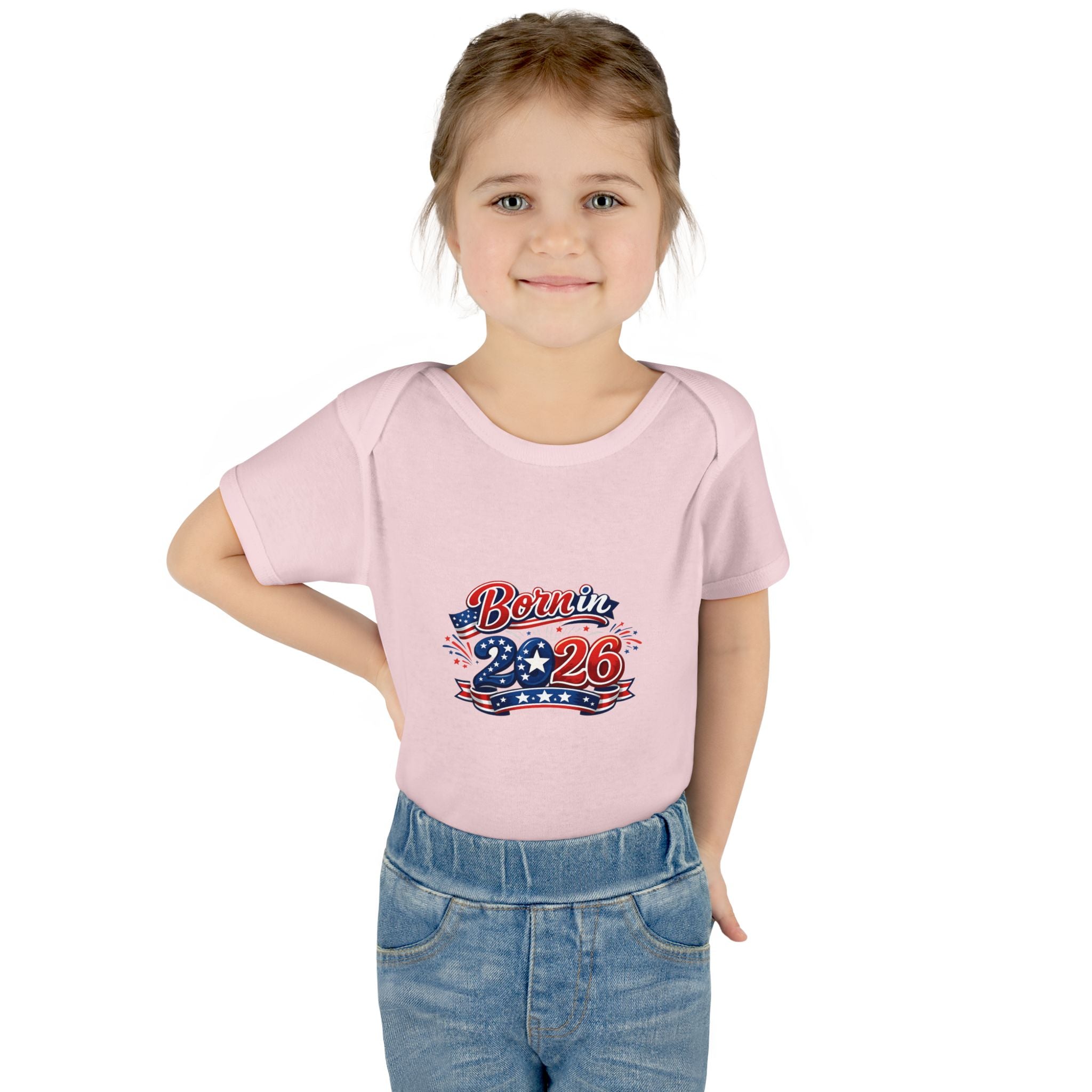 America 250 Born in 2026 Baby Bodysuit — Patriotic USA Infant Onesie