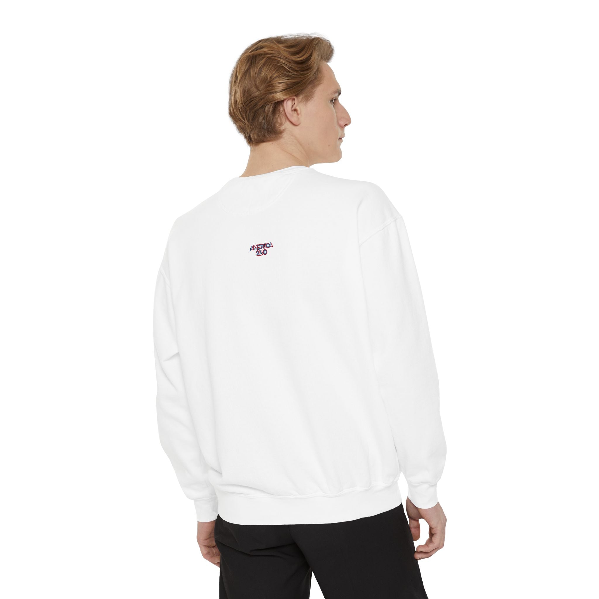 America 250 Retro Stripe Sweatshirt — Patriotic 250th Anniversary Crewneck