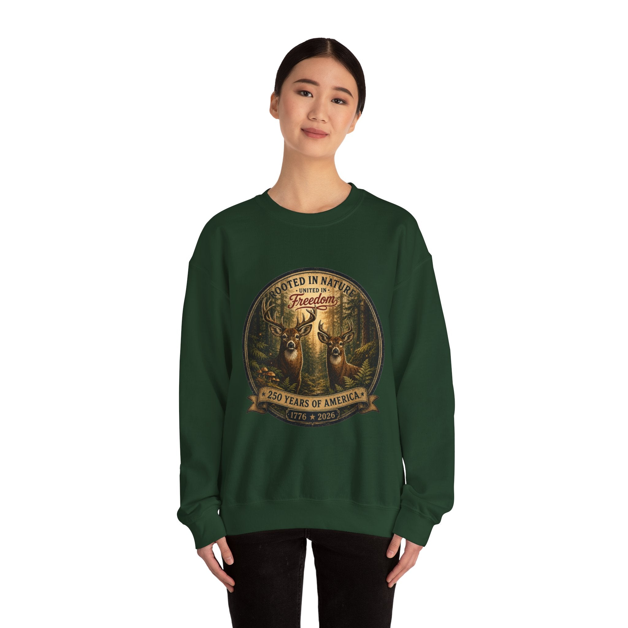 oryggy - america-250-unisex-heavy-blend™-crewneck-sweatshirt-rooted-in-nature - Vintage Patriotic Apparel