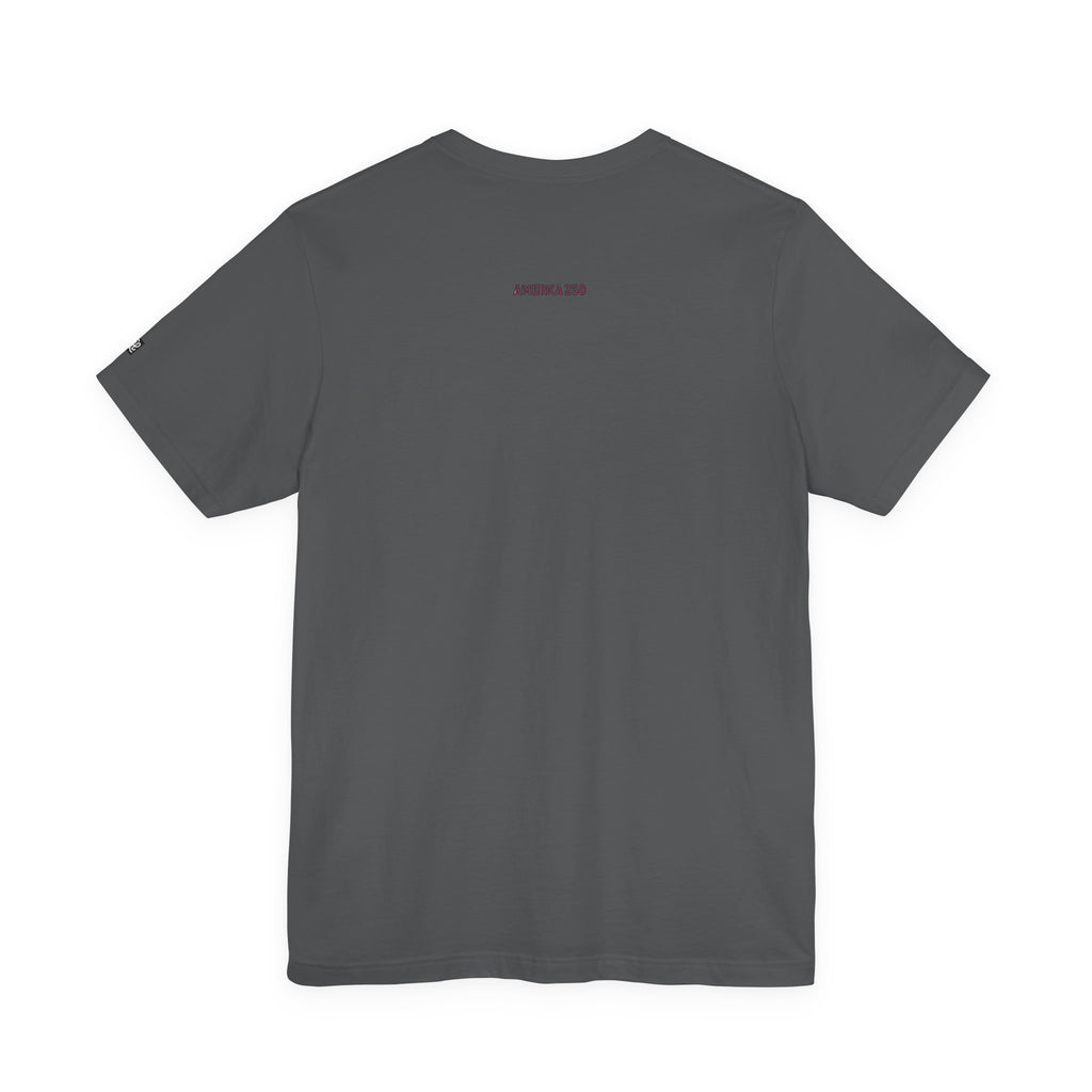 America 250 Tee | Patriotic Red Blue Striped Typography