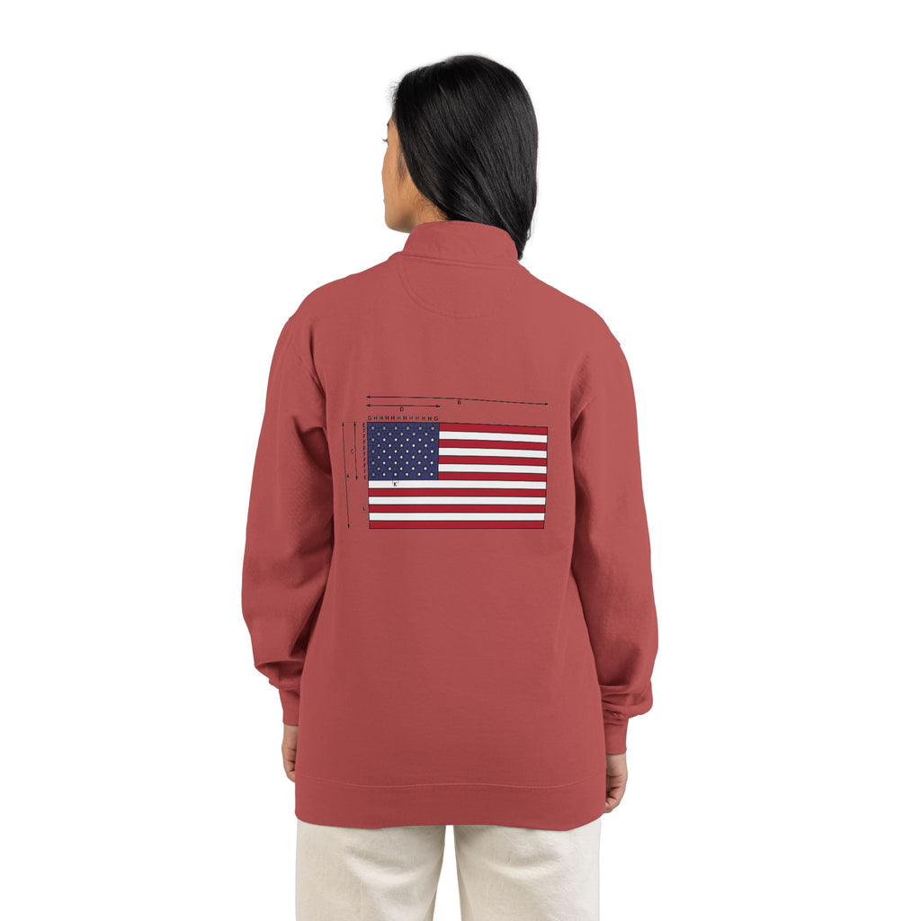 Quarter-Zip Sweatshirt — American Flag '250' Chest Logo