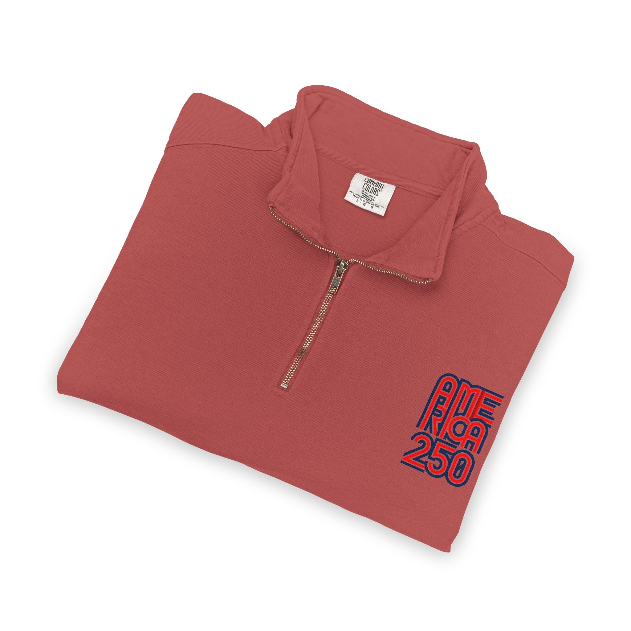 Quarter-Zip Sweatshirt — American Flag '250' Chest Logo