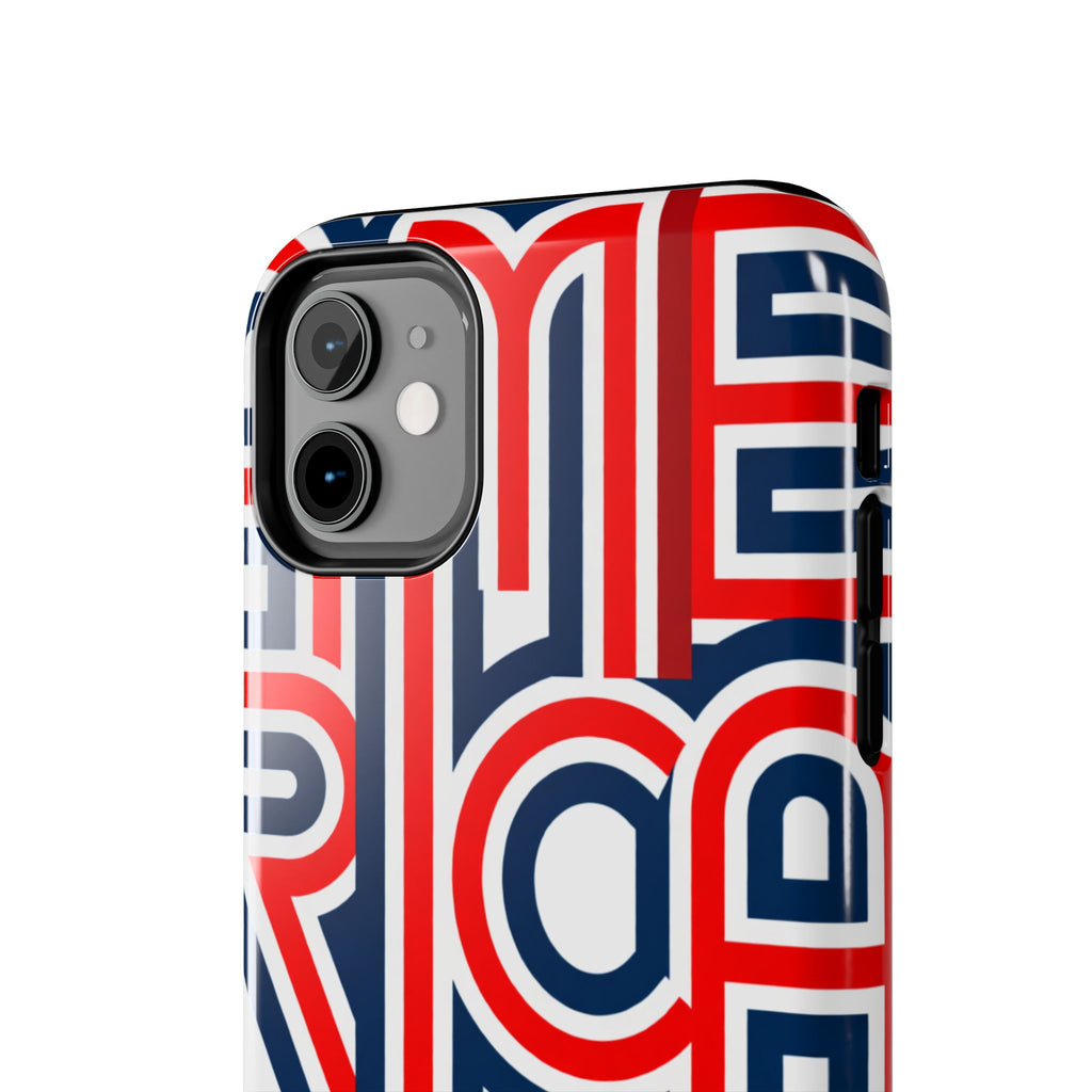Patriotic 'America 250' Tough Phone Case – Red, White & Blue Retro Typography
