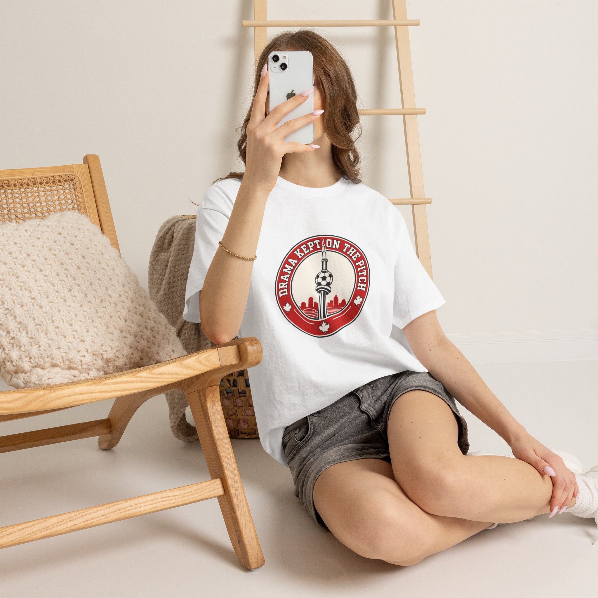 Drama Kept on the Pitch Personalized Soccer Tee — Toronto CN Tower Canadian Soccer Fan Shirt