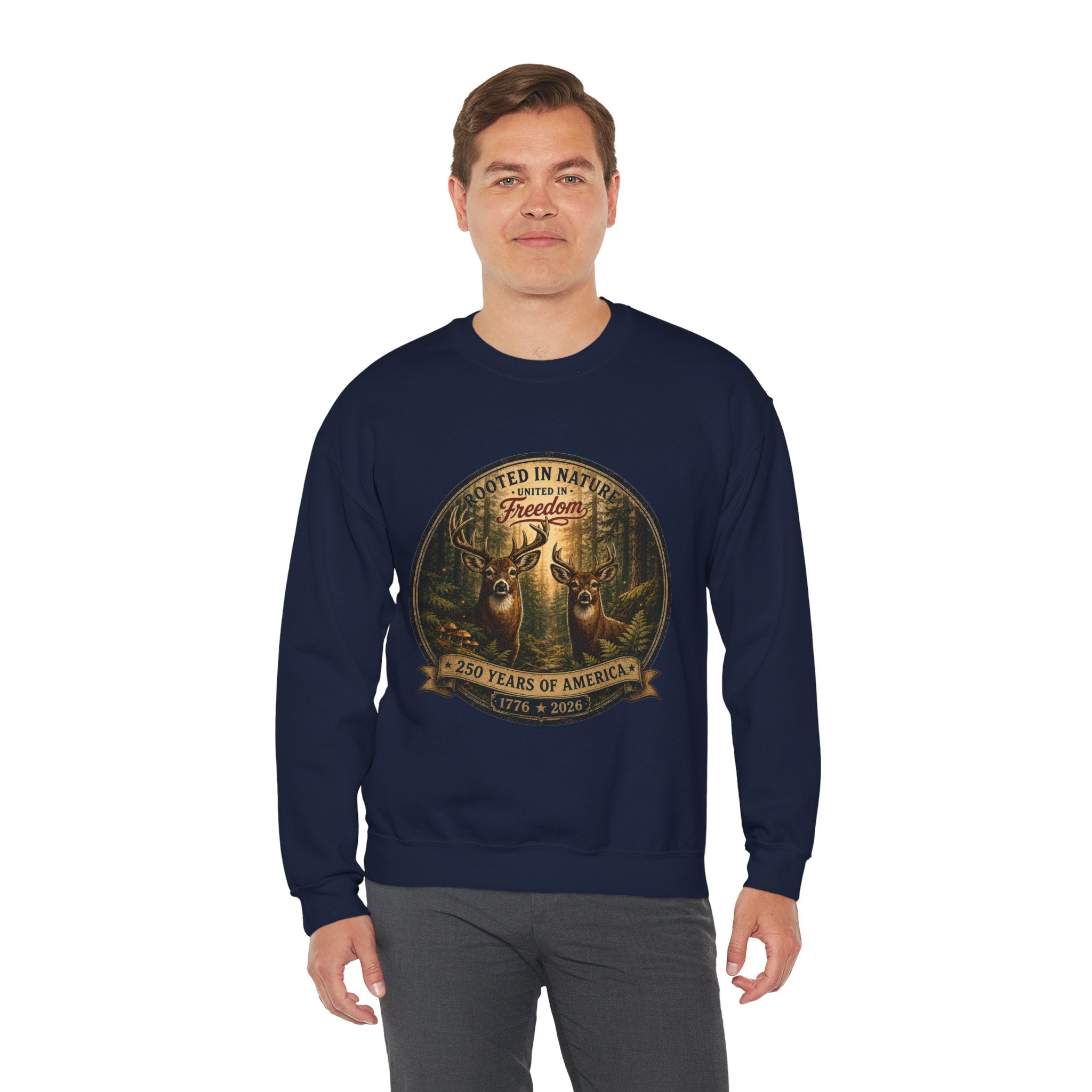 oryggy - america-250-unisex-heavy-blend™-crewneck-sweatshirt-rooted-in-nature - Vintage Patriotic Apparel