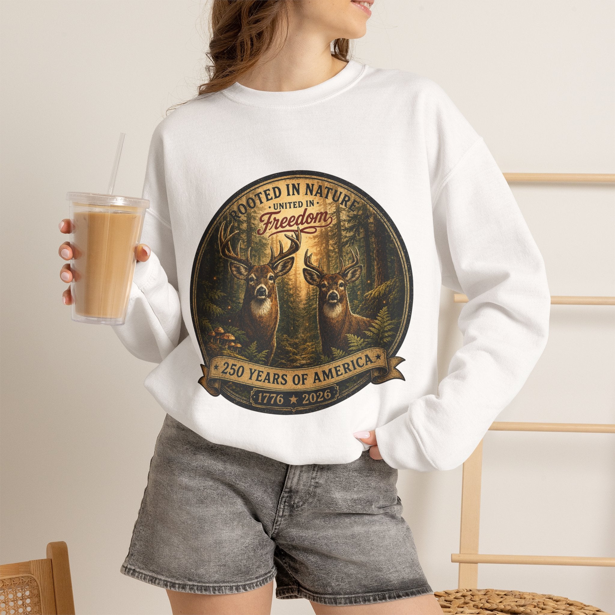 oryggy - america-250-unisex-heavy-blend™-crewneck-sweatshirt-rooted-in-nature - Vintage Patriotic Apparel