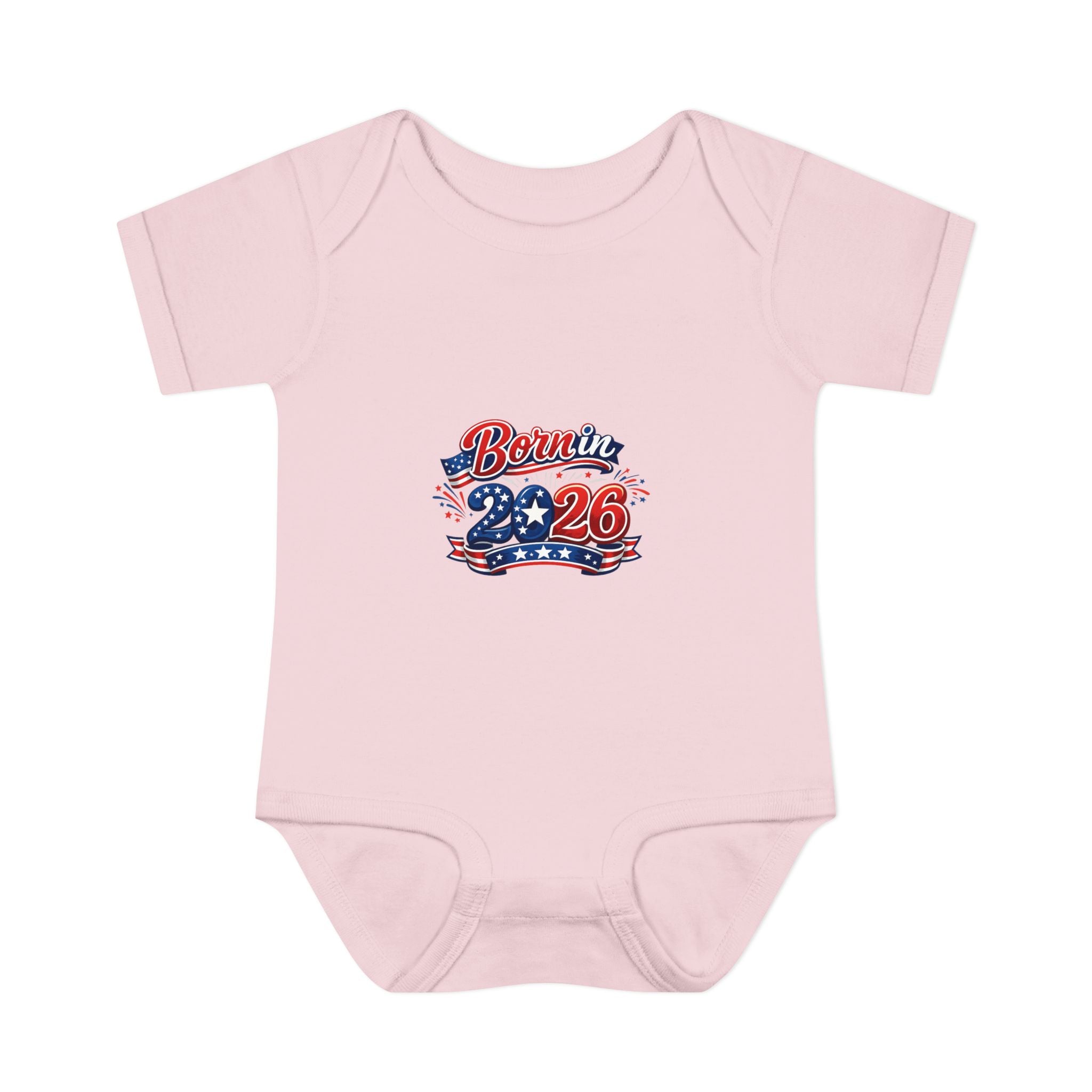 America 250 Personalized Baby Bodysuit - 'Born in 2026' Patriotic Infant One-Piece (Custom Back Text)