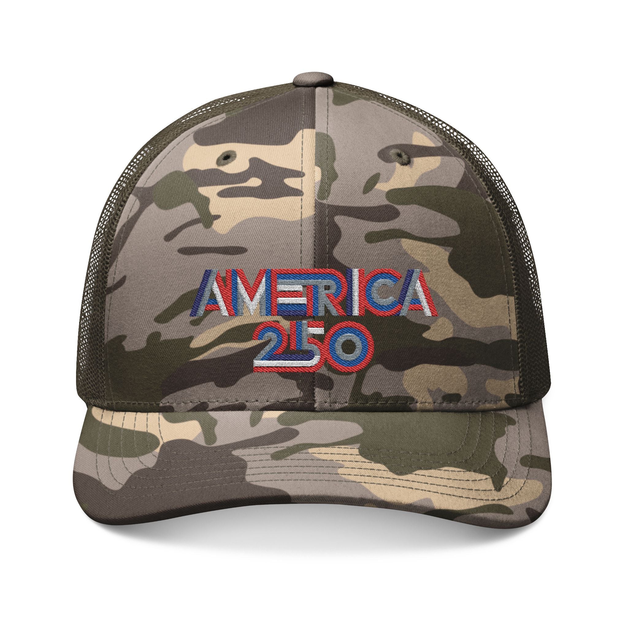 America 250 Embroidered Camo Trucker Hat