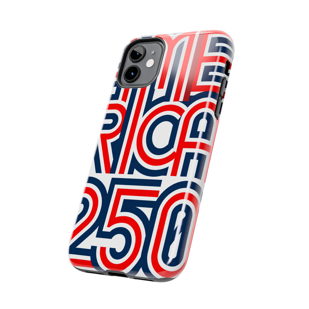 Patriotic 'America 250' Tough Phone Case – Red, White & Blue Retro Typography