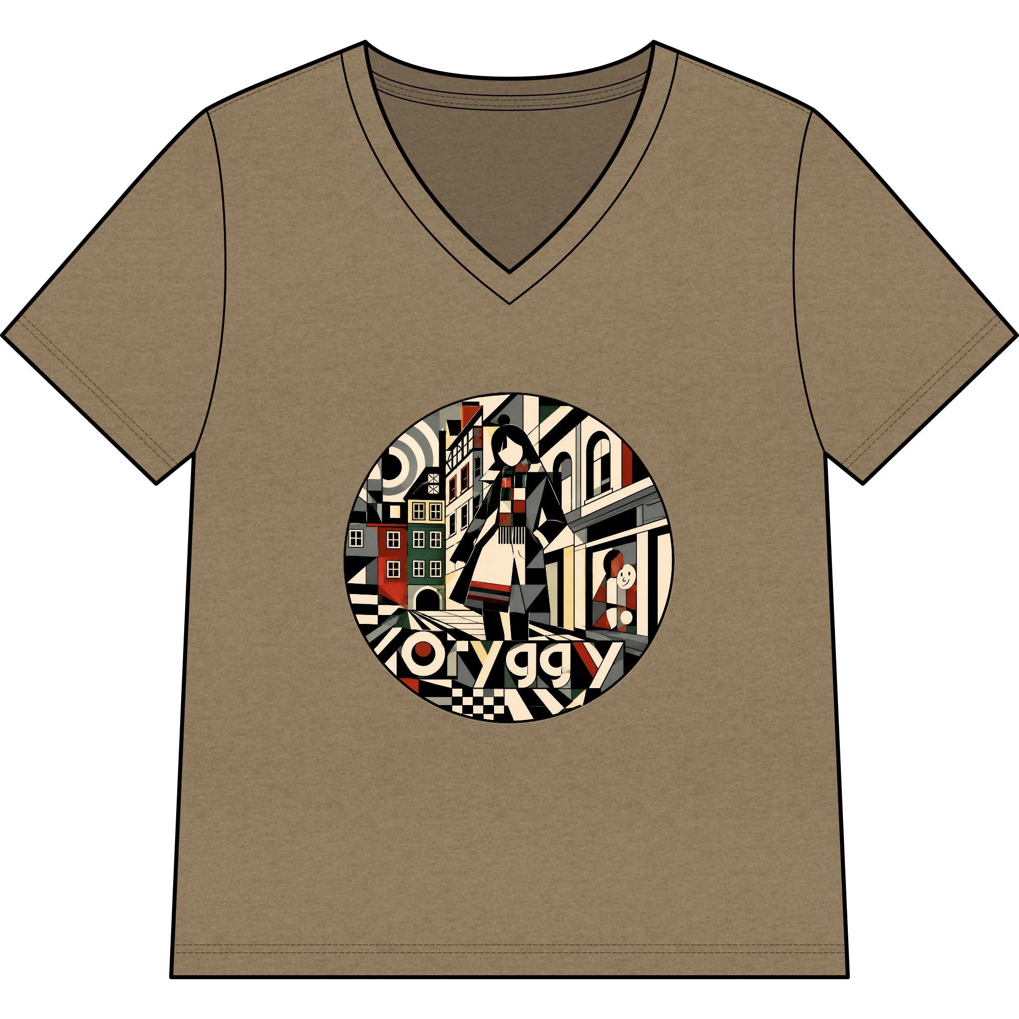 oryggy Originals Summer line Women’s V‑Neck Graphic Tee — Strasbourg Retro Illustration