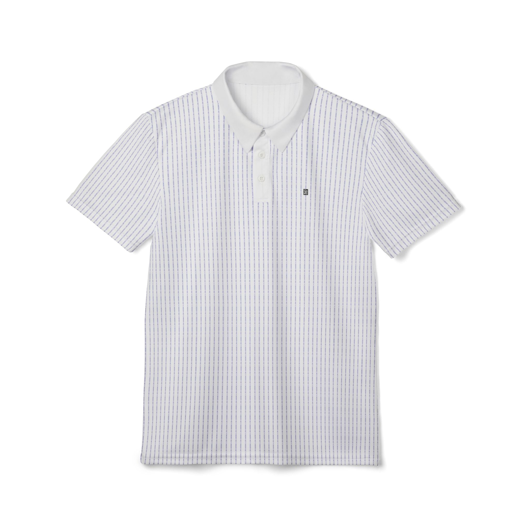 oryggy striped white polo shirt, premium breathable polyester golf polo with white stitching, classic three-button placket summer sportswear.