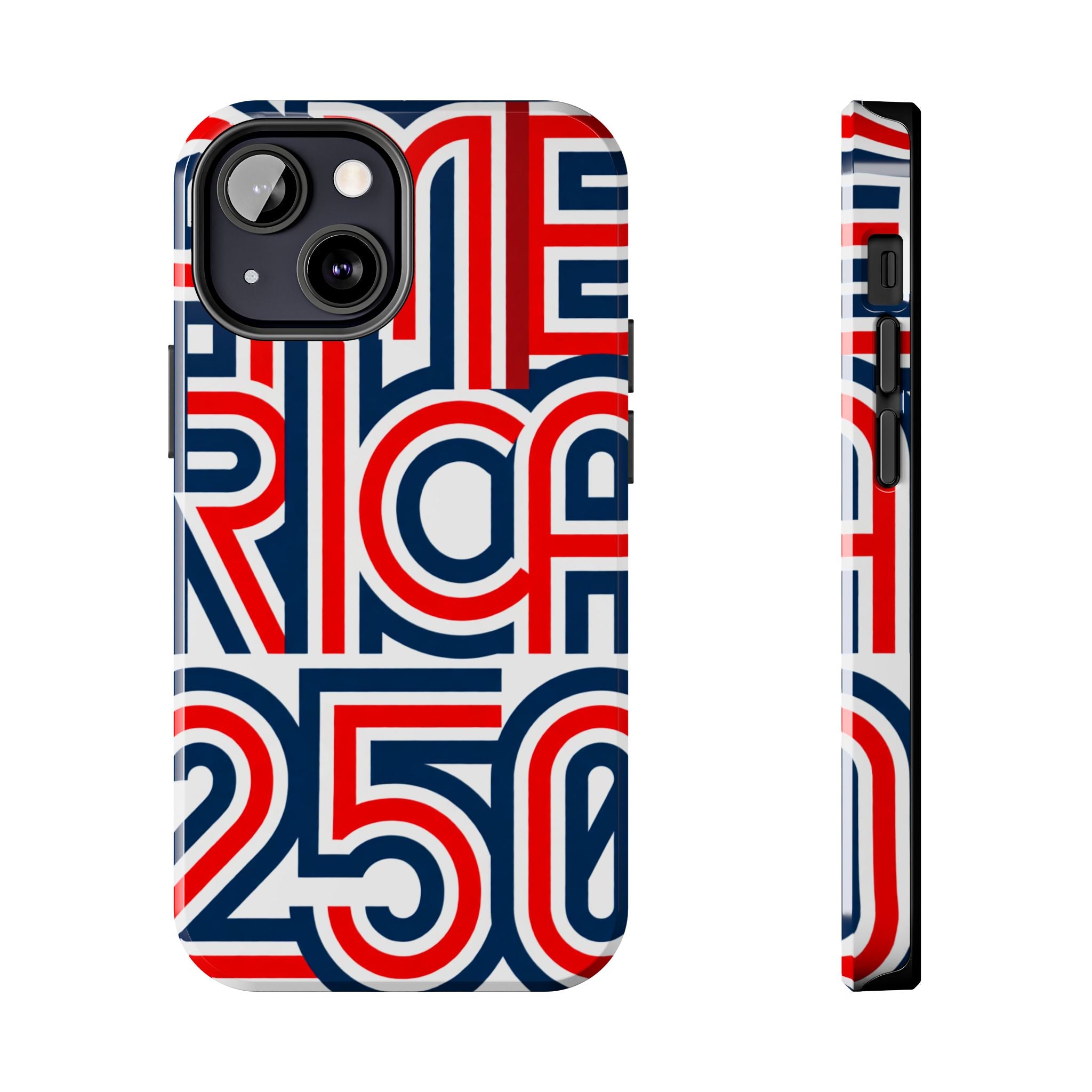 Patriotic 'America 250' Tough Phone Case – Red, White & Blue Retro Typography