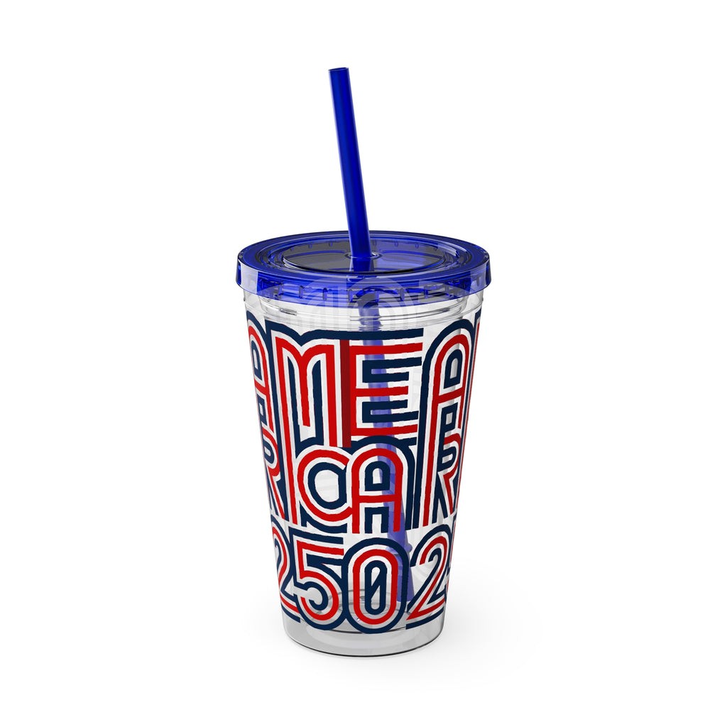 America 250 Tumbler | Patriotic Red White Blue Straw Cup